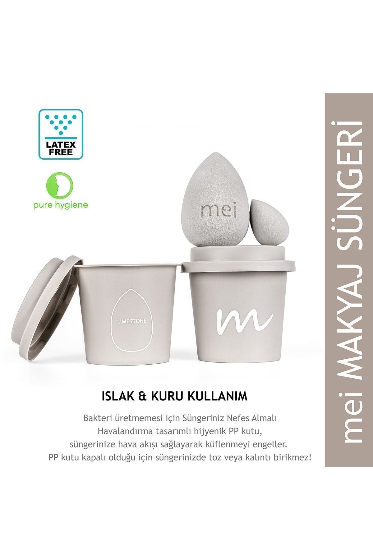 Makyaj Süngeri Fondöten Emmeyen Sponge Coffee Cup Hijyenik Açık Gri 1 Pro 1 Mini