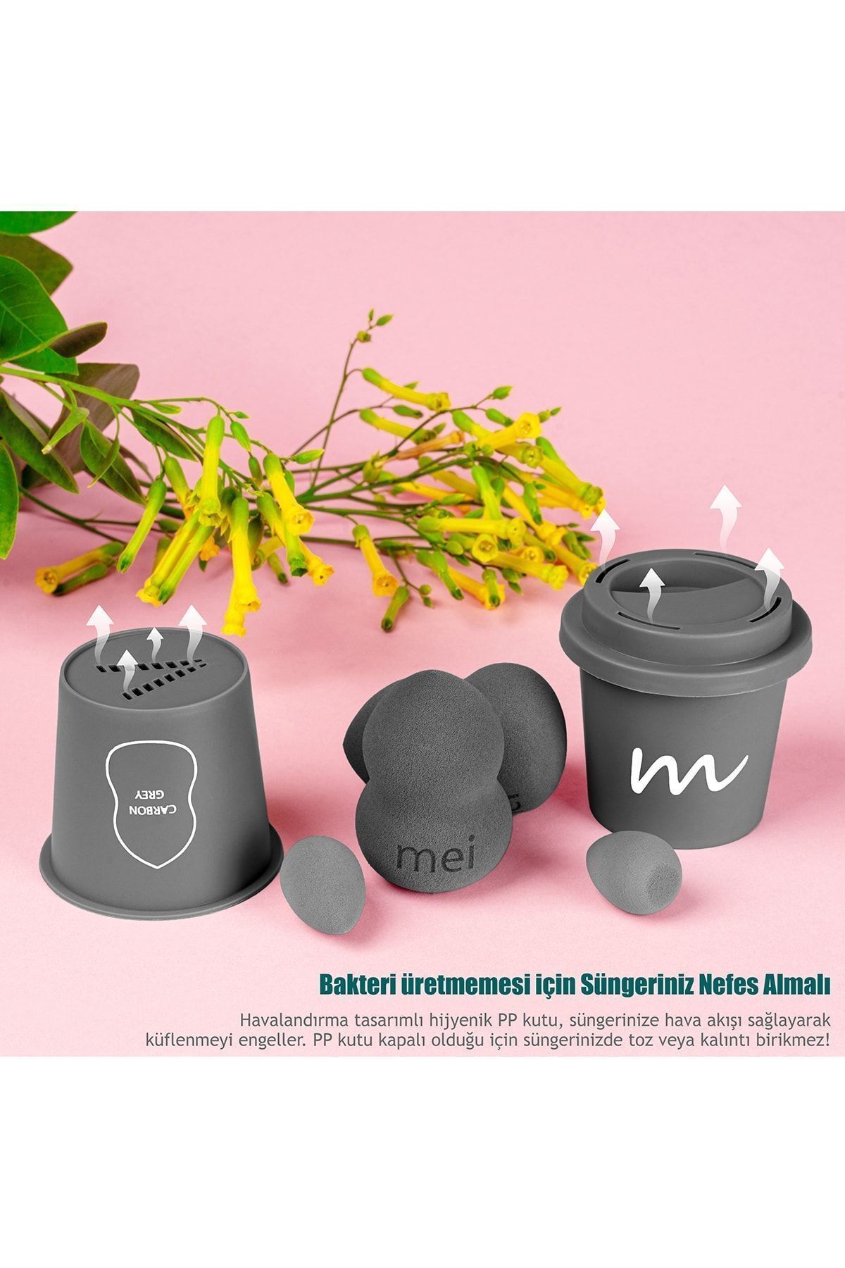 Makyaj Süngeri Fondöten Emmeyen Sponge Coffee Cup Hijyenik Kahverengi 1 Pro 1 Mini