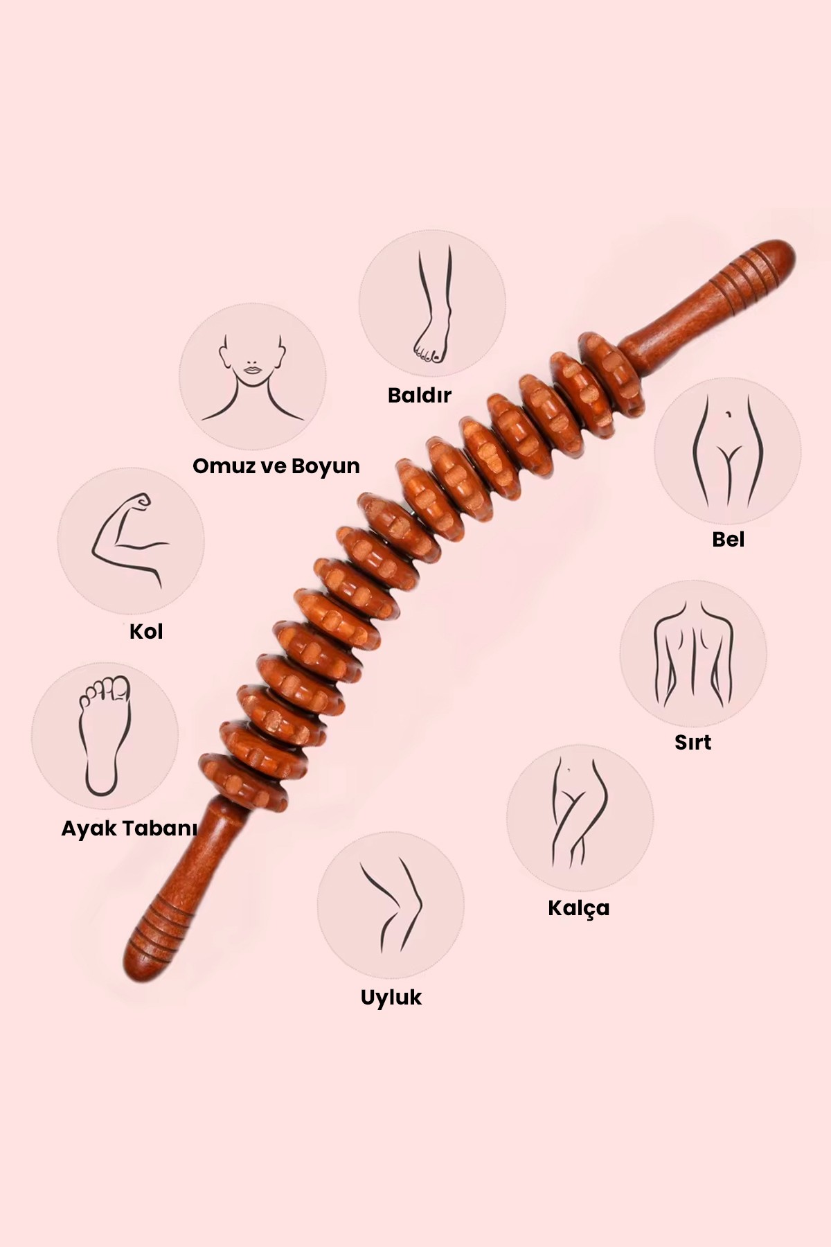 Esnek 16 Tekerlekli Ahşap Gua Sha Masaj Çubuğu | Lenf Drenajı ve Selülit Karşıtı Roller