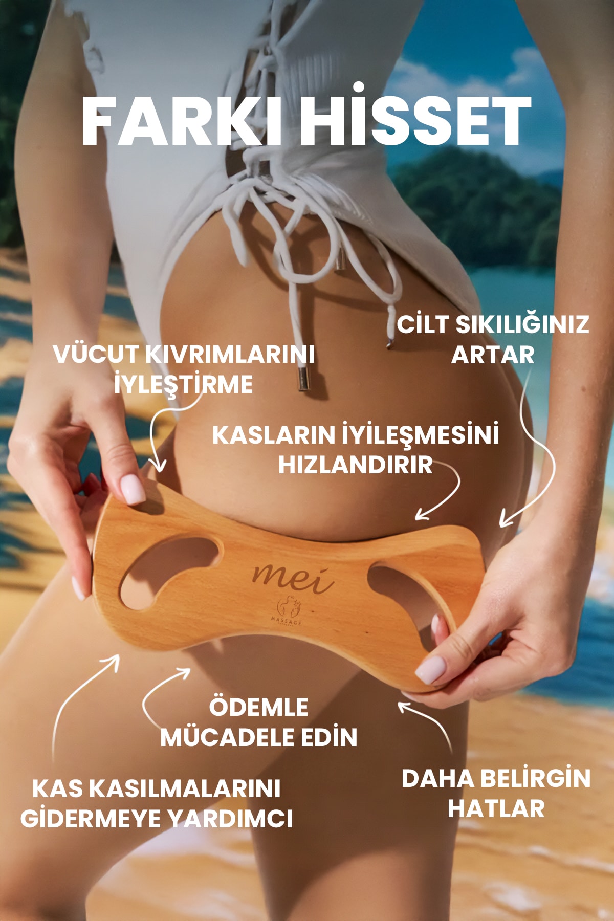 Ahşap Masaj Aleti Gua Sha Etkili Selülit Karşıtı  – Lenf Drenaj, Kan Dolaşımı Destekli, Kayın Ağacı