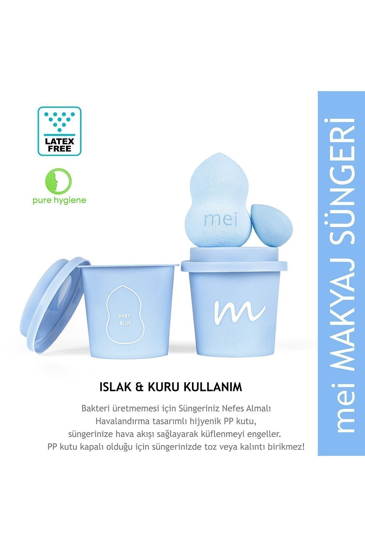 Makyaj Süngeri Fondöten Emmeyen Sponge Coffee Cup Hijyenik Mavi 1 Pro 1 Mini