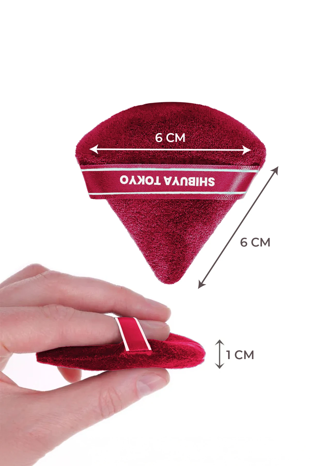 Üçgen Pudra Pufu ve Makyaj Süngeri 3’lü Set Kumaş Kese Bordo