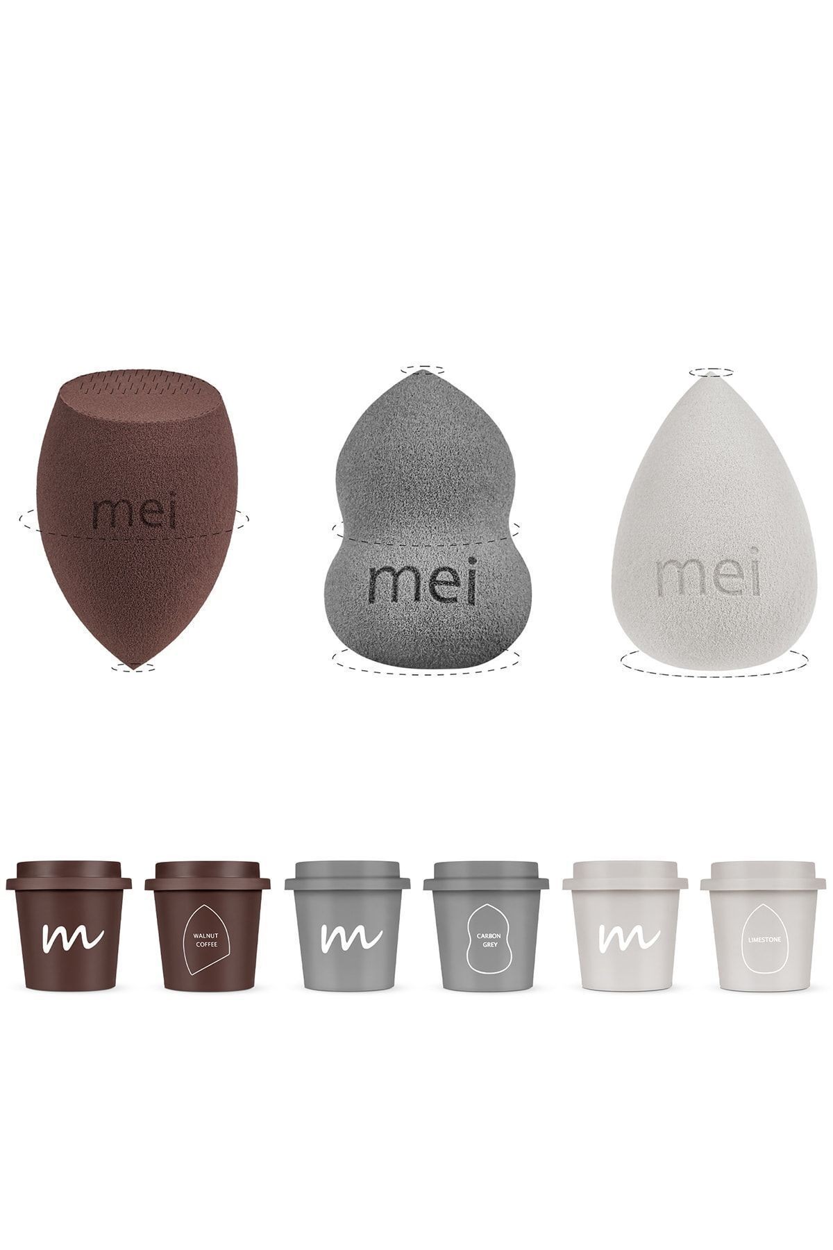 Makyaj Süngeri Fondöten Emmeyen Sponge 3lü Set 3 Pro 3 Mini Coffee Cup Hijyenik Dark