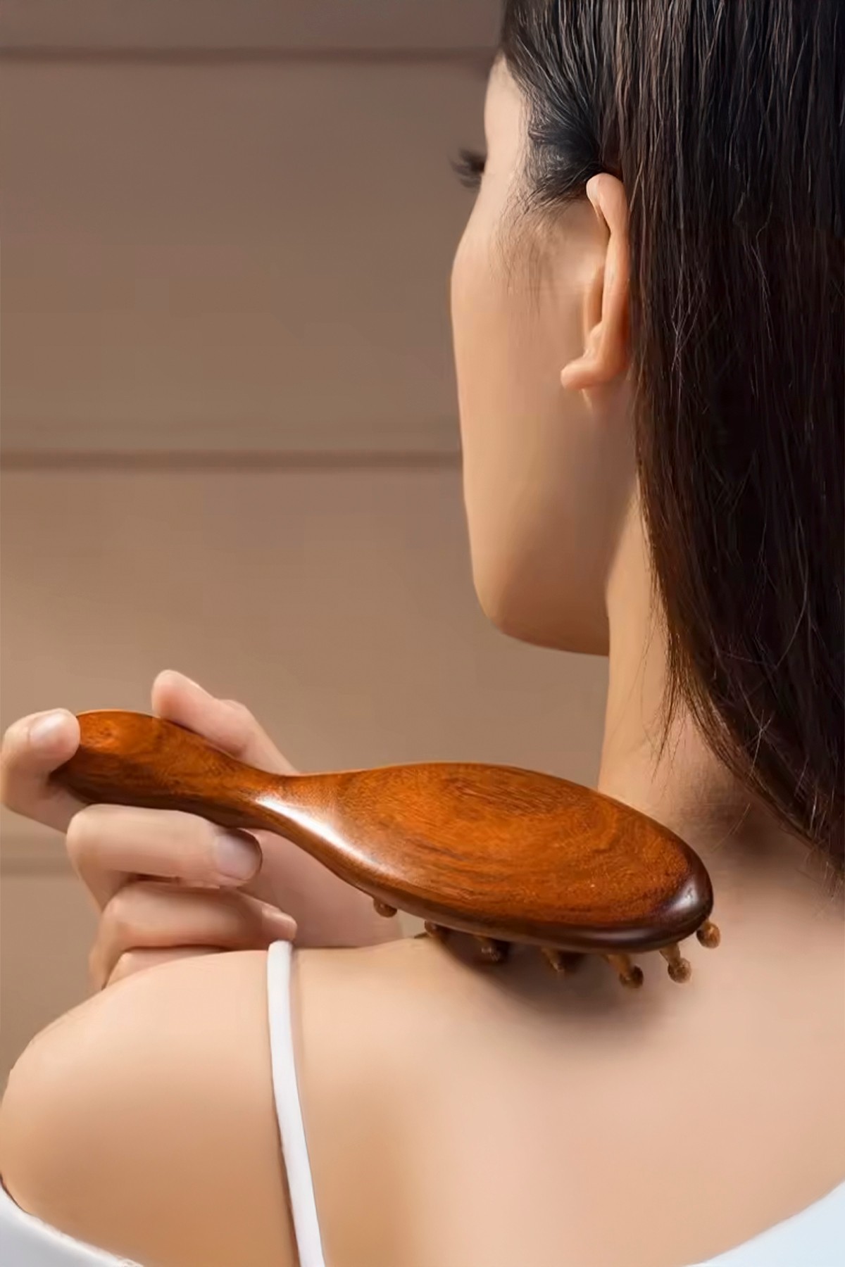 Sandal Ağacı Kompakt Masaj Tarağı | Doğal Ahşap Taşınabilir Kafa ve Saç Derisi Masaj Tarağı