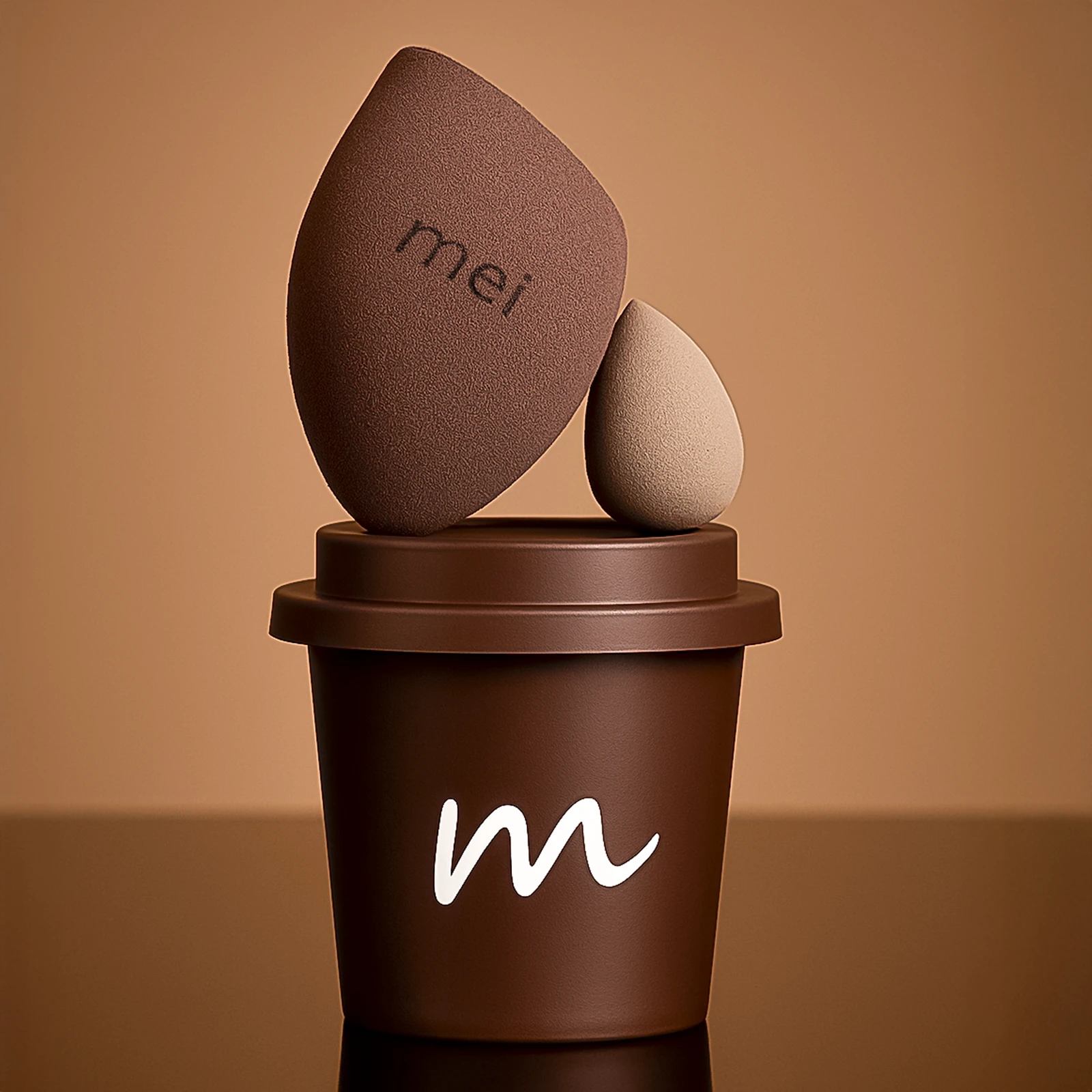 Makyaj Süngeri Fondöten Emmeyen Sponge Coffee Cup Hijyenik Kahverengi 1 Pro 1 Mini