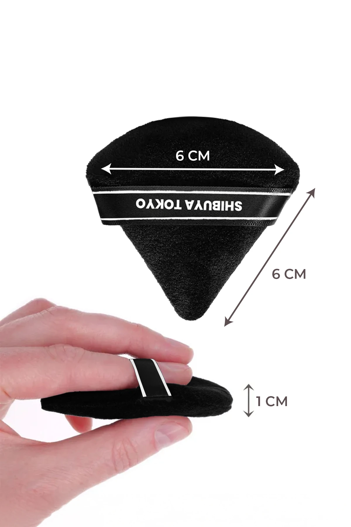 Üçgen Pudra Pufu ve Makyaj Süngeri 3’lü Set Kumaş Kese Siyah