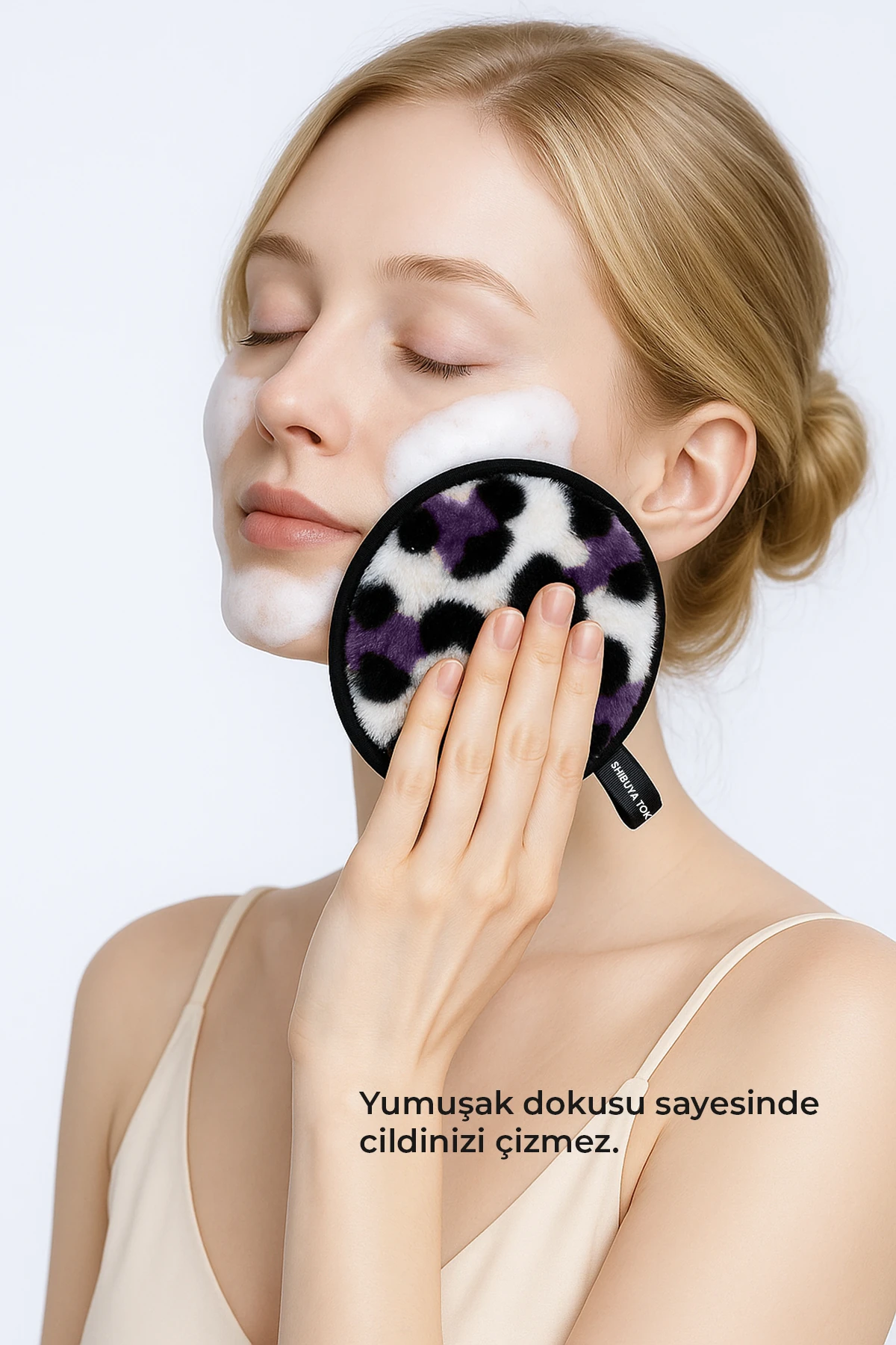 2’li Set Tekrar Kullanılabilir Makyaj Temizleme Pedi – Nazik Temizleme, Yıkanabilir | Mor Desenli