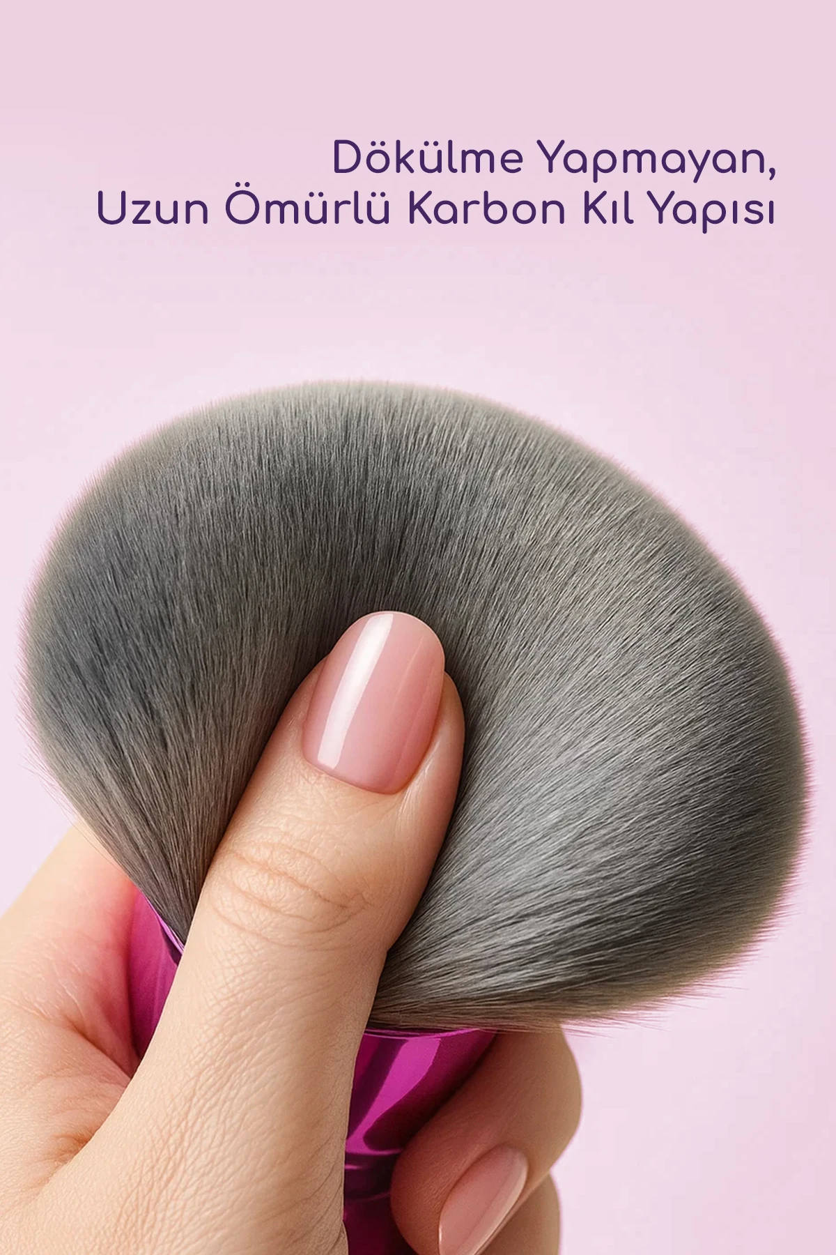 Vücut Makyaj Fırçası Büyük Oval Kabuki Brush Yumuşak Kıllı | Taşıma Keseli