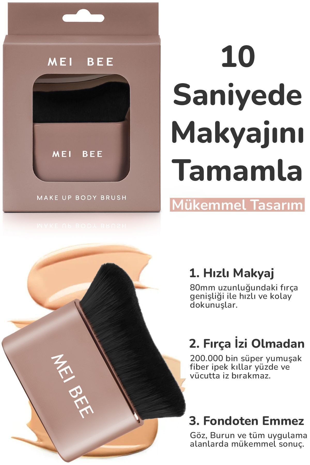 Bee Vegan Yüz Ve Vücut Fondöten Fırçası Bronzlaşma Fondoten Fırçası Face and Body Makeup Brush