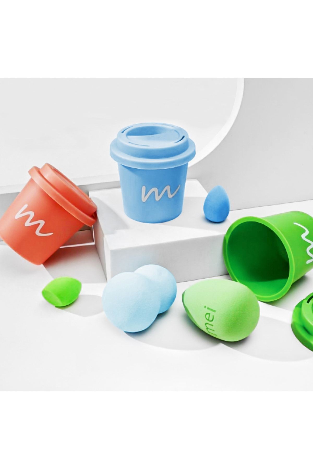 Makyaj Süngeri 3lü Set 3 Pro 3 Mini Coffee Cup Hijyenik Light