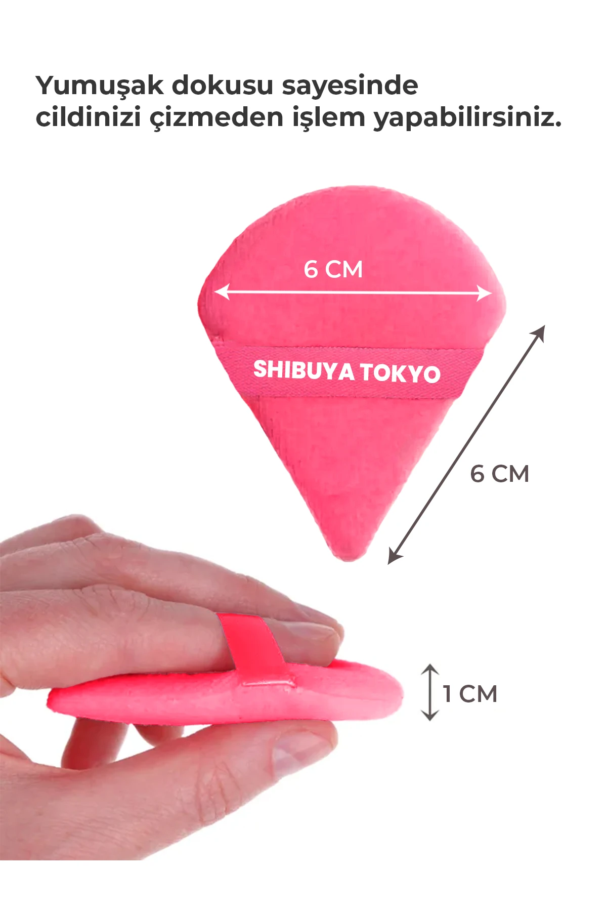6’lı Üçgen ve Damla Pudra Pufu Makyaj Süngeri Seti – Islak/Kuru, Parmak Bantlı