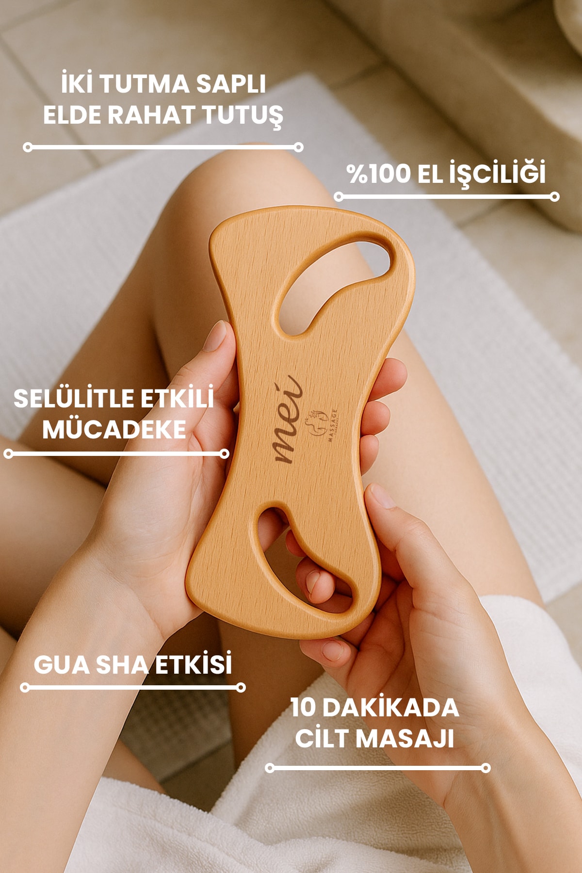 Ahşap Masaj Aleti Gua Sha Etkili Selülit Karşıtı  – Lenf Drenaj, Kan Dolaşımı Destekli, Kayın Ağacı