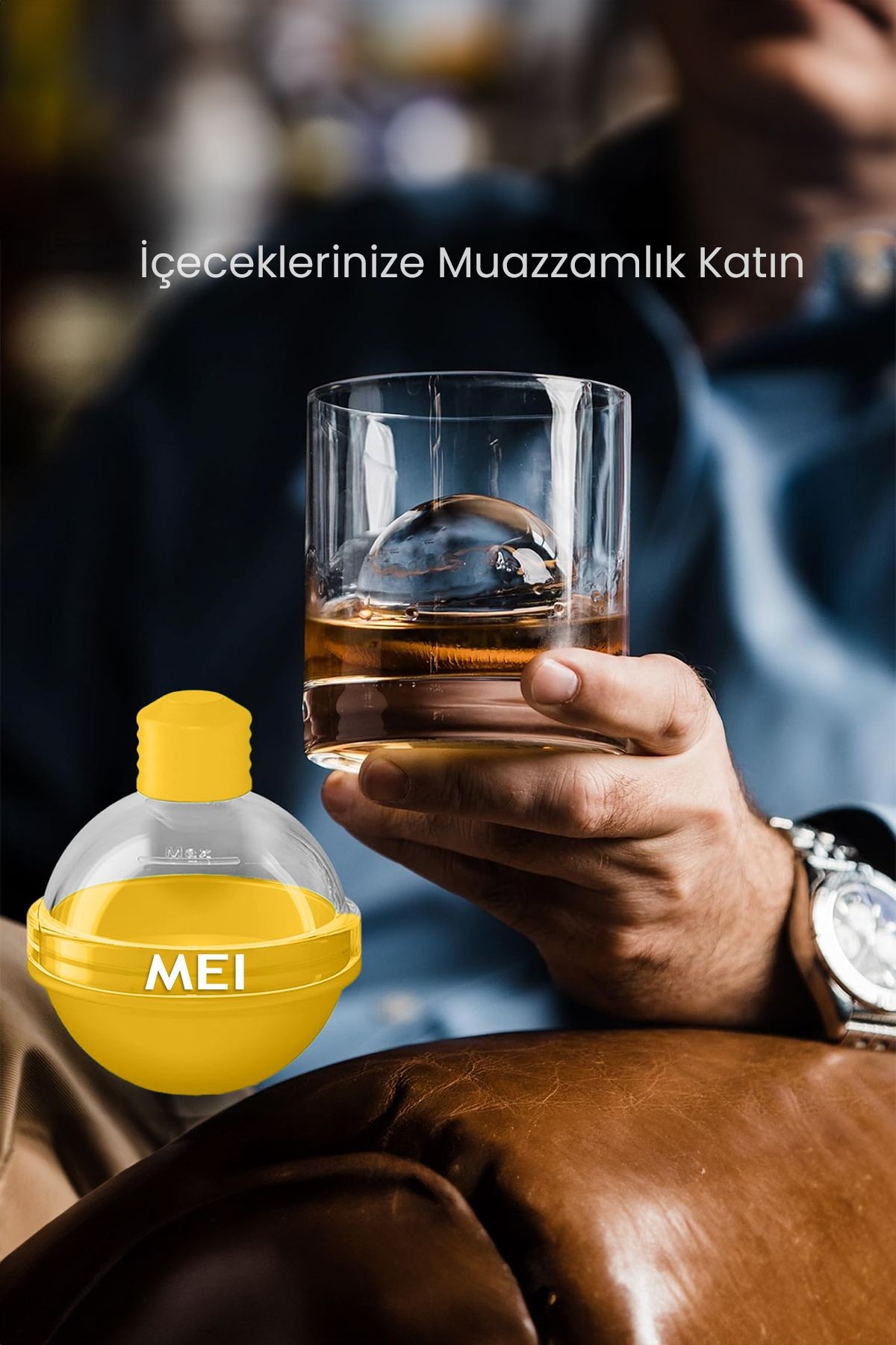 Silikon Küre Buz Topu Kalıbı - Büyük Yuvarlak Buz Topları için Dondurucu ve Sunum Kabı, 6x6 Toplar