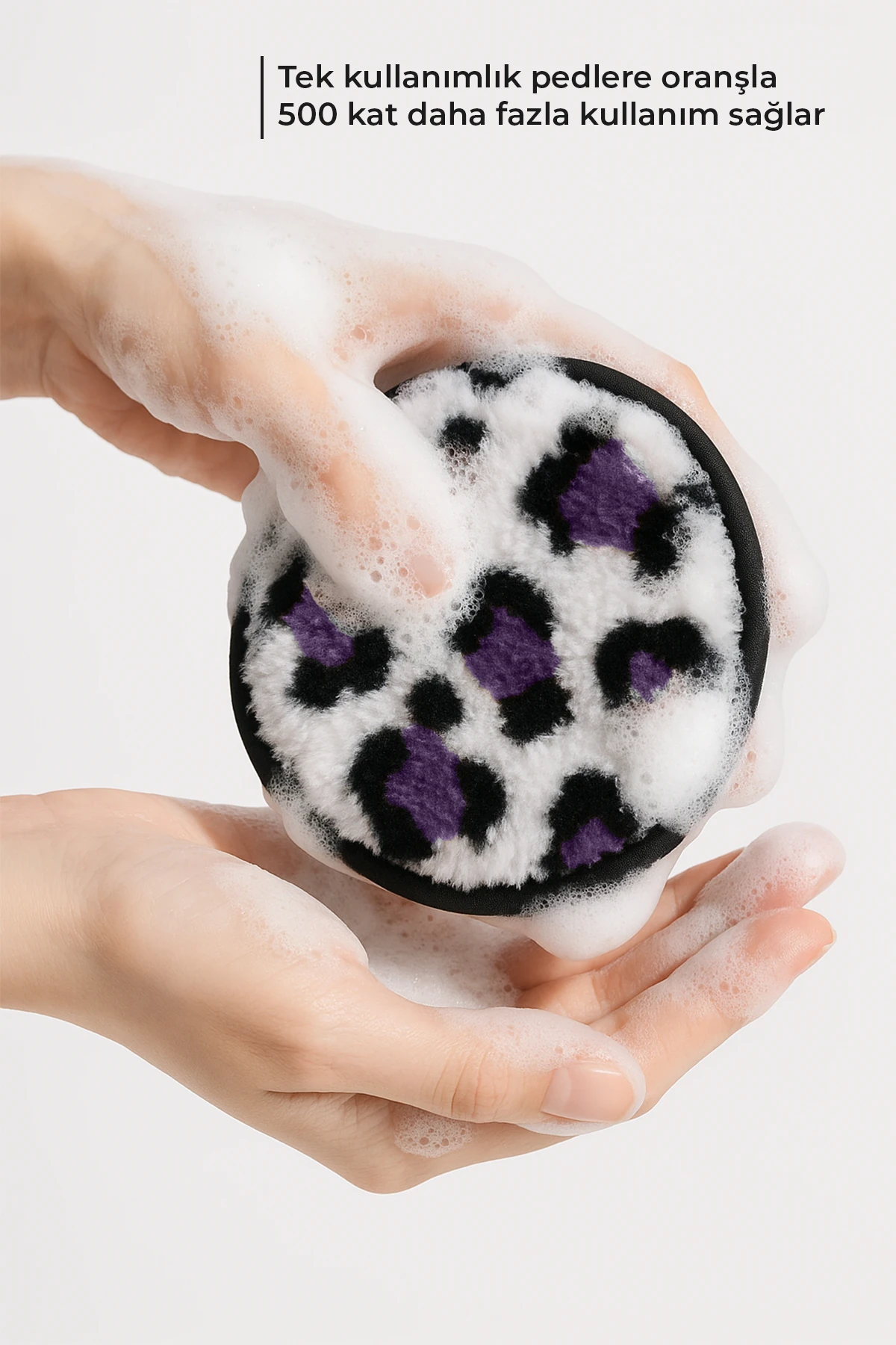 2’li Set Tekrar Kullanılabilir Makyaj Temizleme Pedi – Nazik Temizleme, Yıkanabilir | Mor Desenli