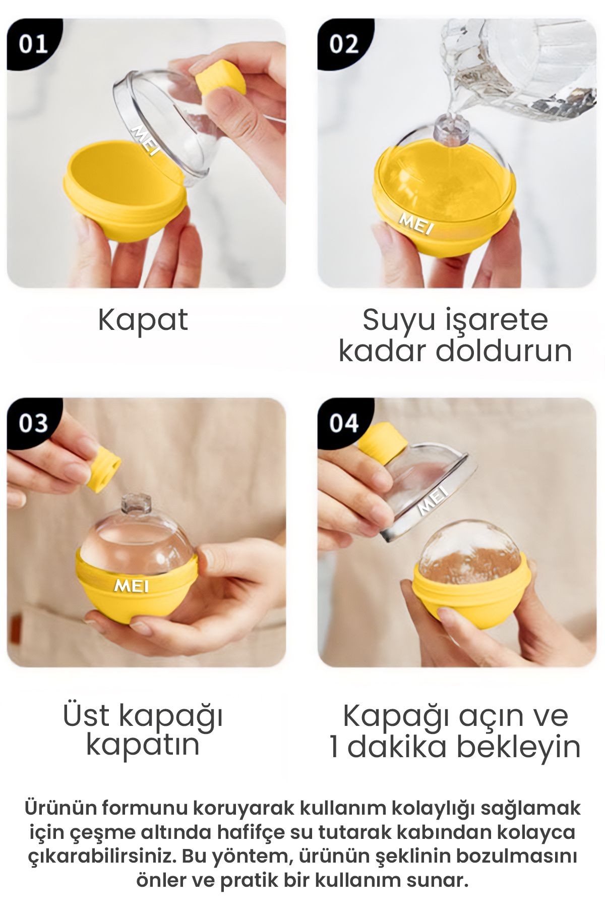 Silikon Küre Buz Topu Kalıbı - Büyük Yuvarlak Buz Topları için Dondurucu ve Sunum Kabı, 6x6 Toplar