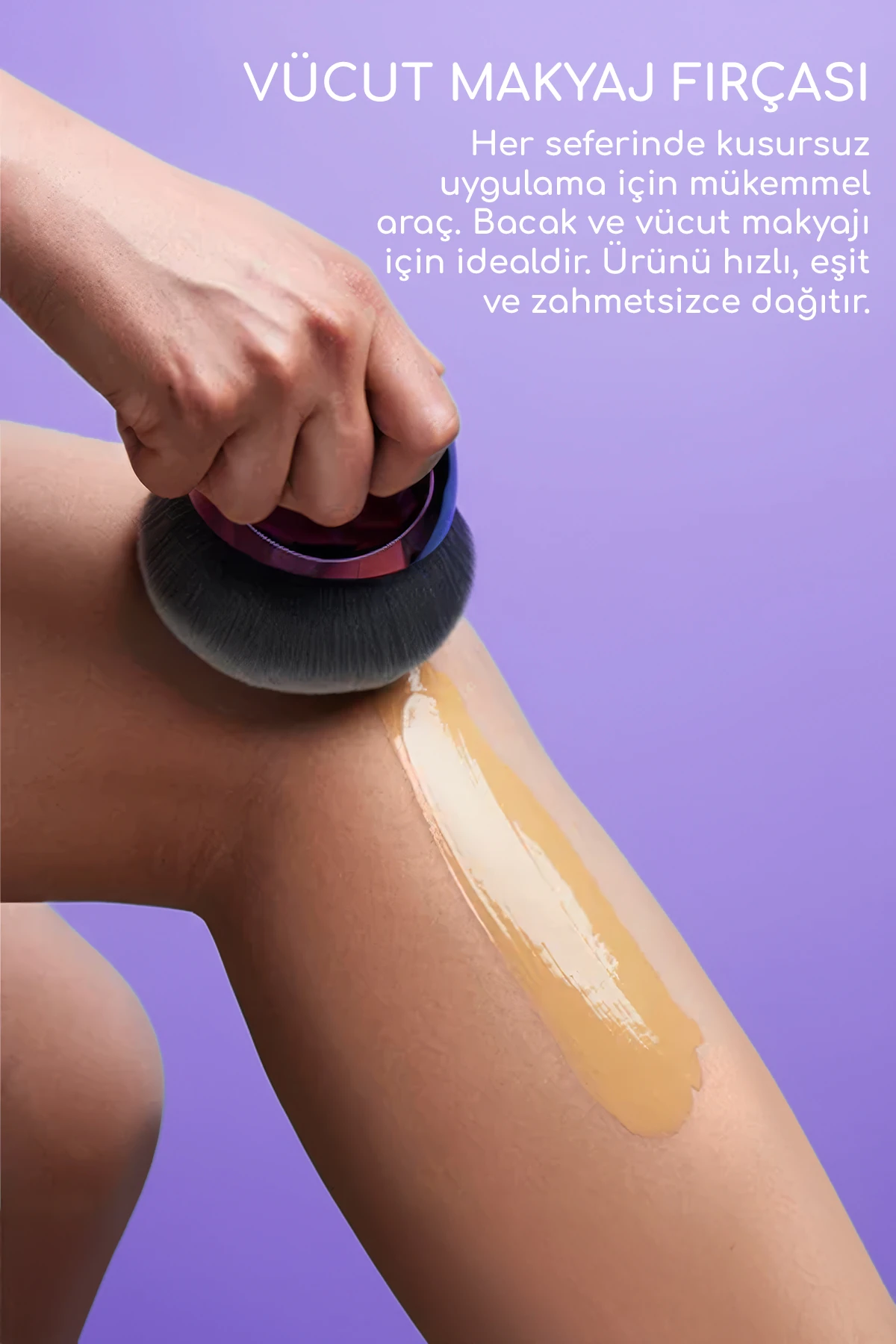 Vücut Makyaj Fırçası Büyük Oval Kabuki Brush Yumuşak Kıllı | Taşıma Keseli