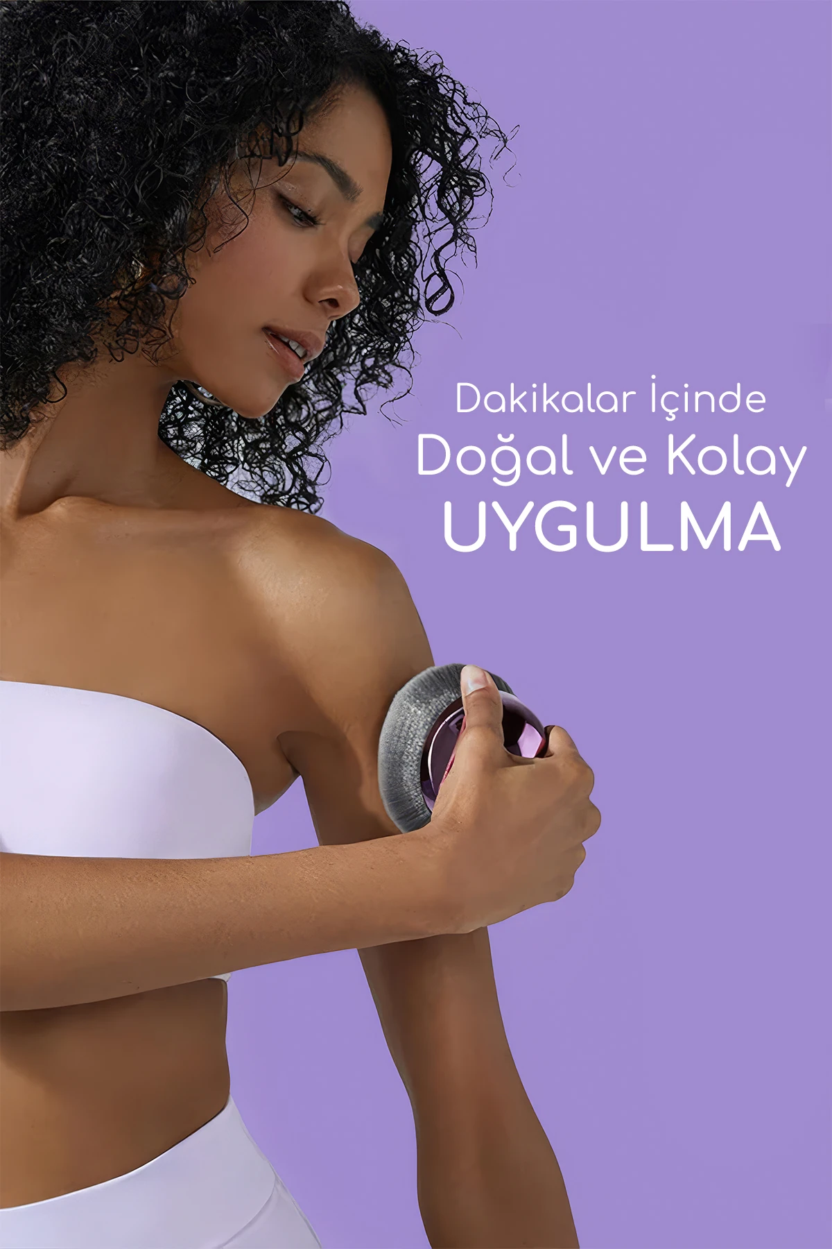 Vücut Makyaj Fırçası Büyük Oval Kabuki Brush Yumuşak Kıllı | Taşıma Keseli