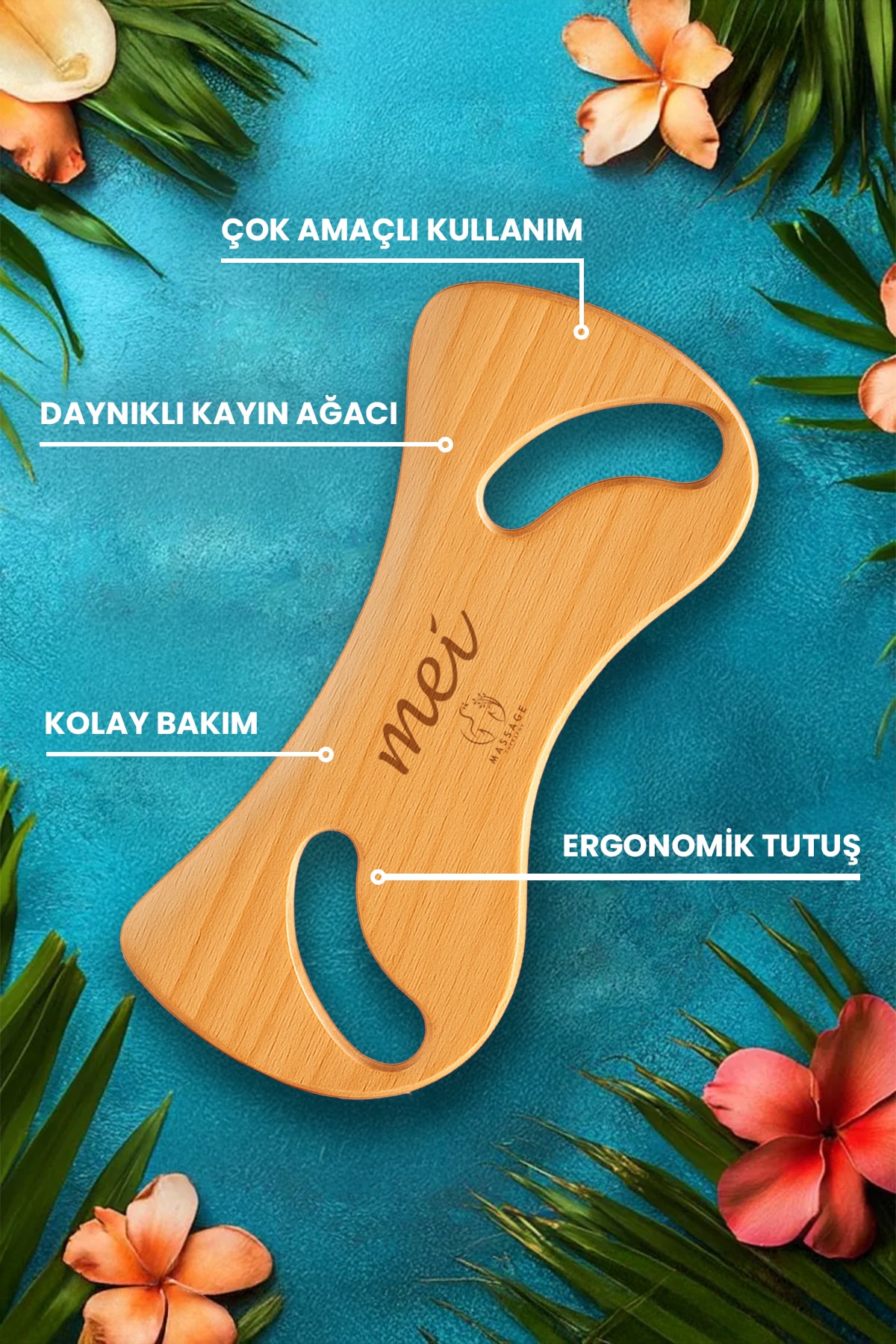 Ahşap Masaj Aleti Gua Sha Etkili Selülit Karşıtı  – Lenf Drenaj, Kan Dolaşımı Destekli, Kayın Ağacı