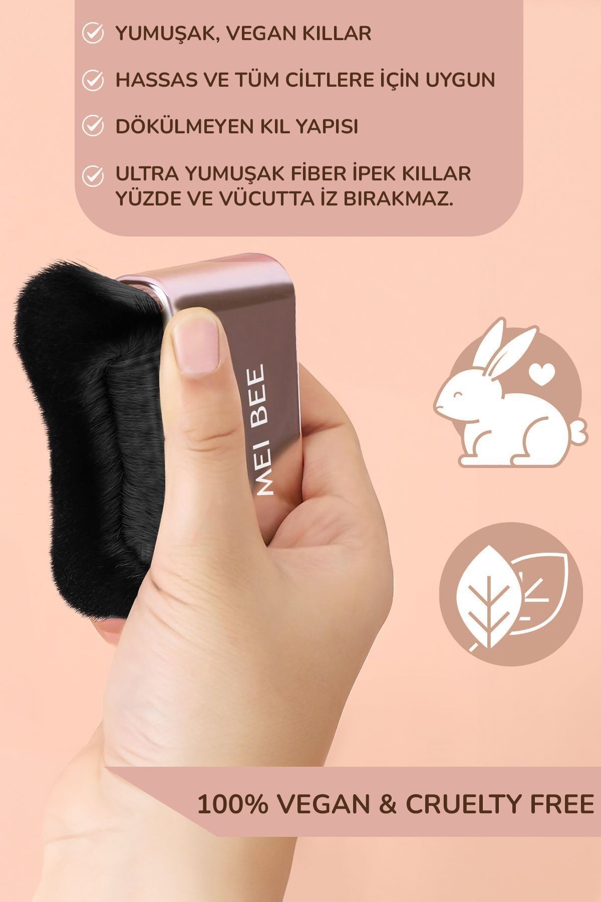 Bee Vegan Yüz Ve Vücut Fondöten Fırçası Bronzlaşma Fondoten Fırçası Face and Body Makeup Brush