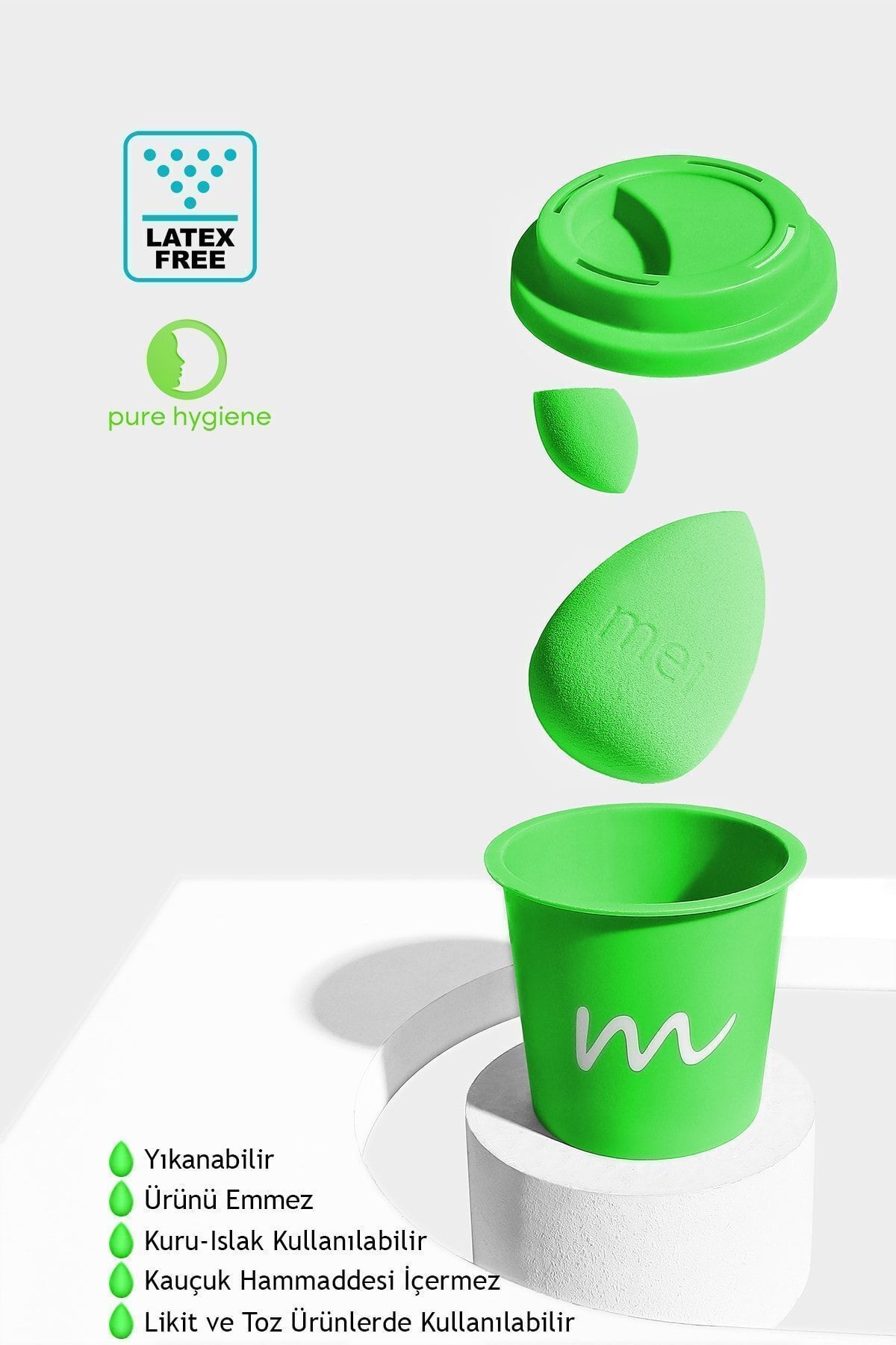 Makyaj Süngeri Fondöten Emmeyen Sponge Coffee Cup Hijyenik Yeşil 1 Pro 1 Mini