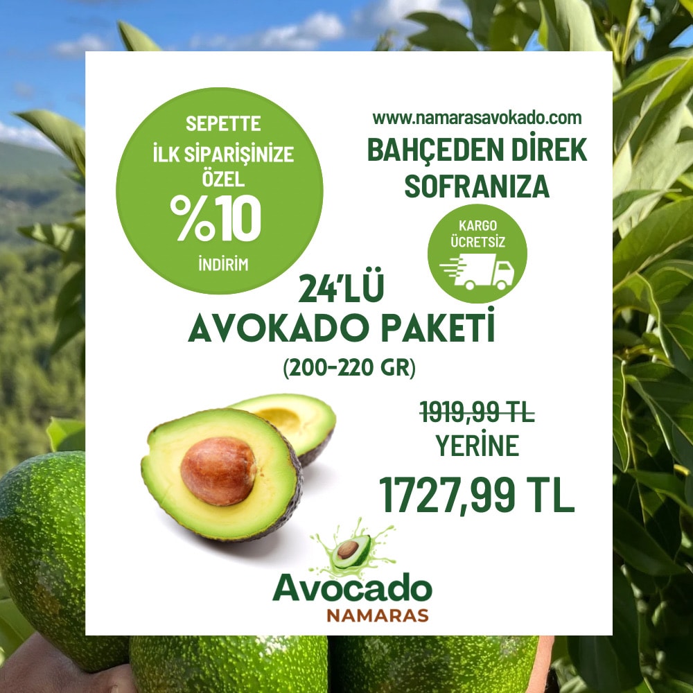 24’lü Avokado Paketi SEPETTE %10 İNDİRİM 1.727,99 TL