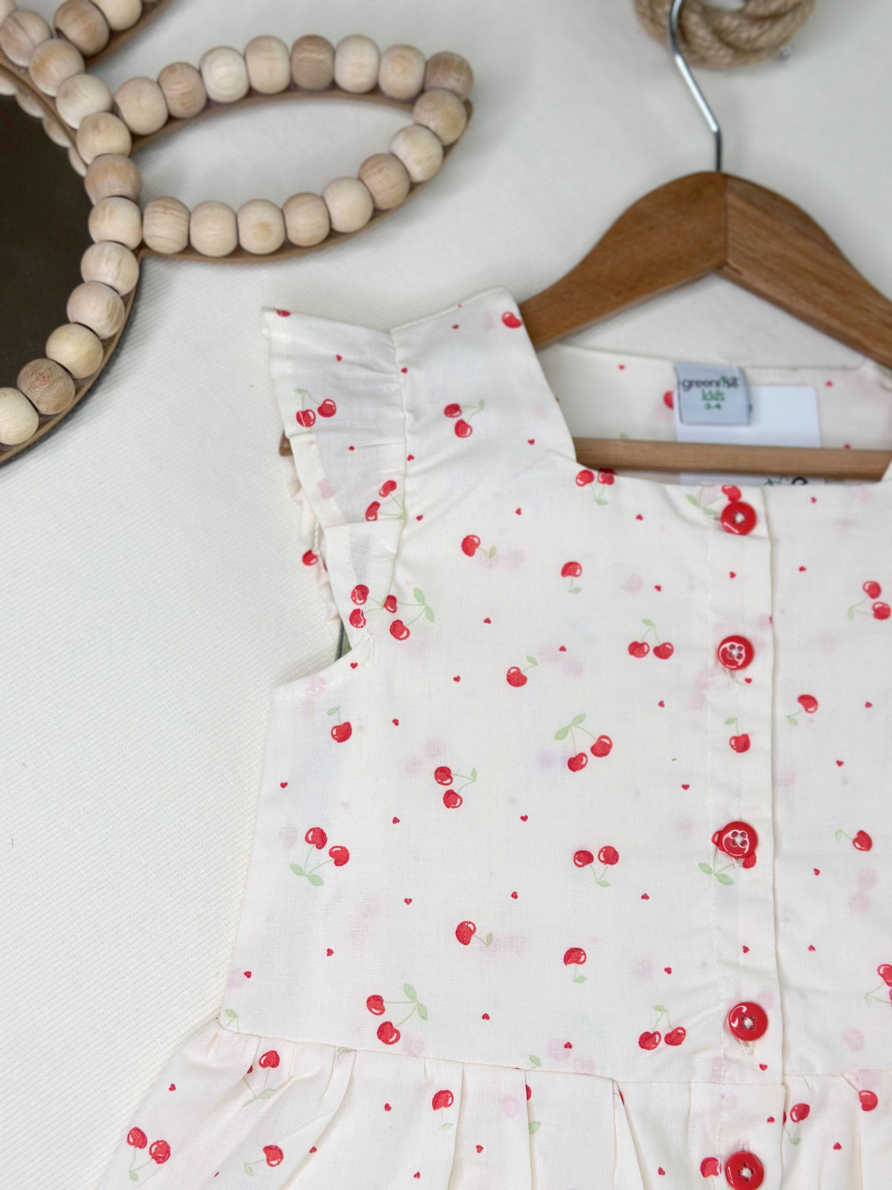 Cherry Patterned Girls' Children's Shirt