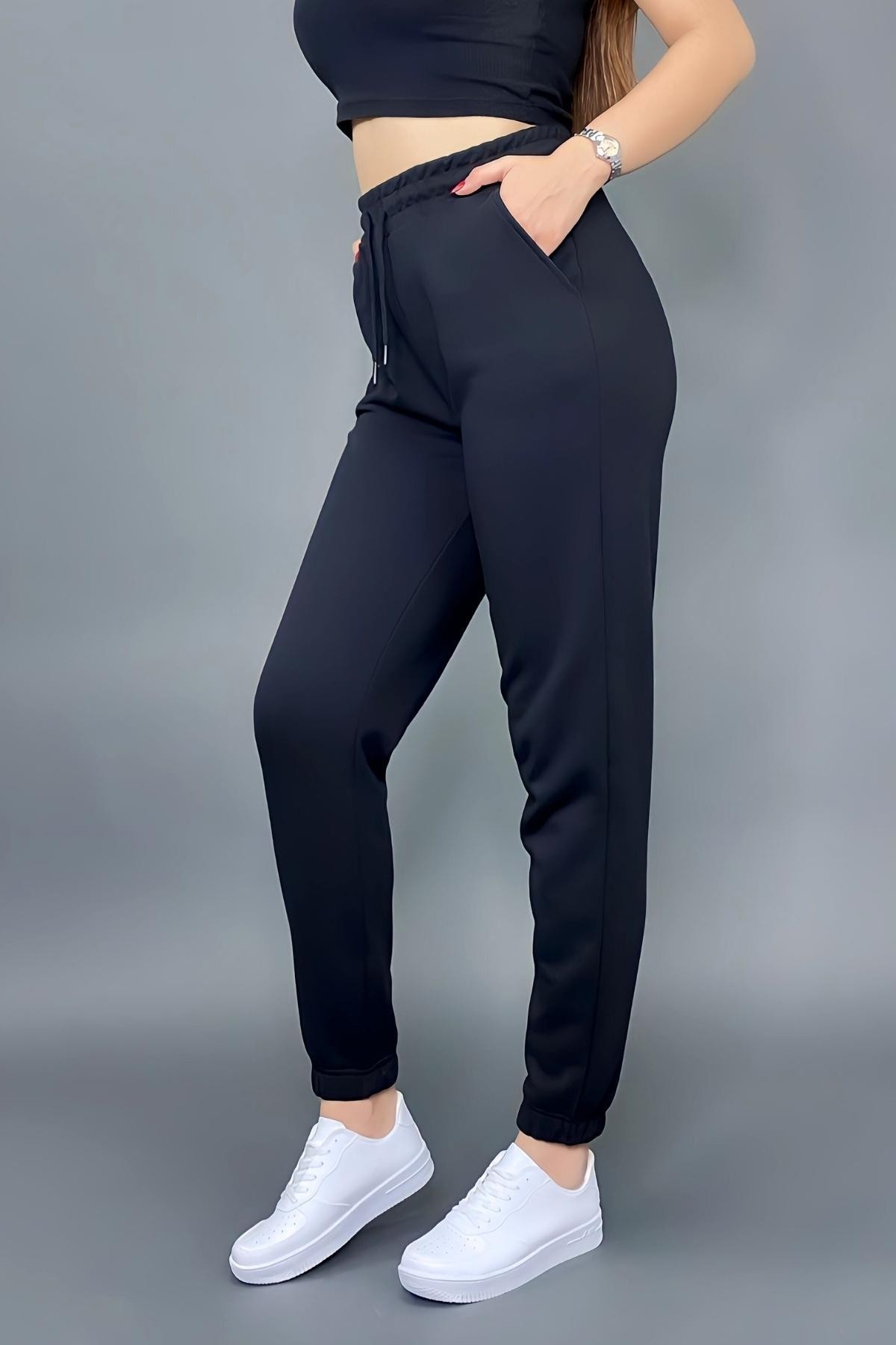 Women's Regular Fit Black Tracksuit Bottoms