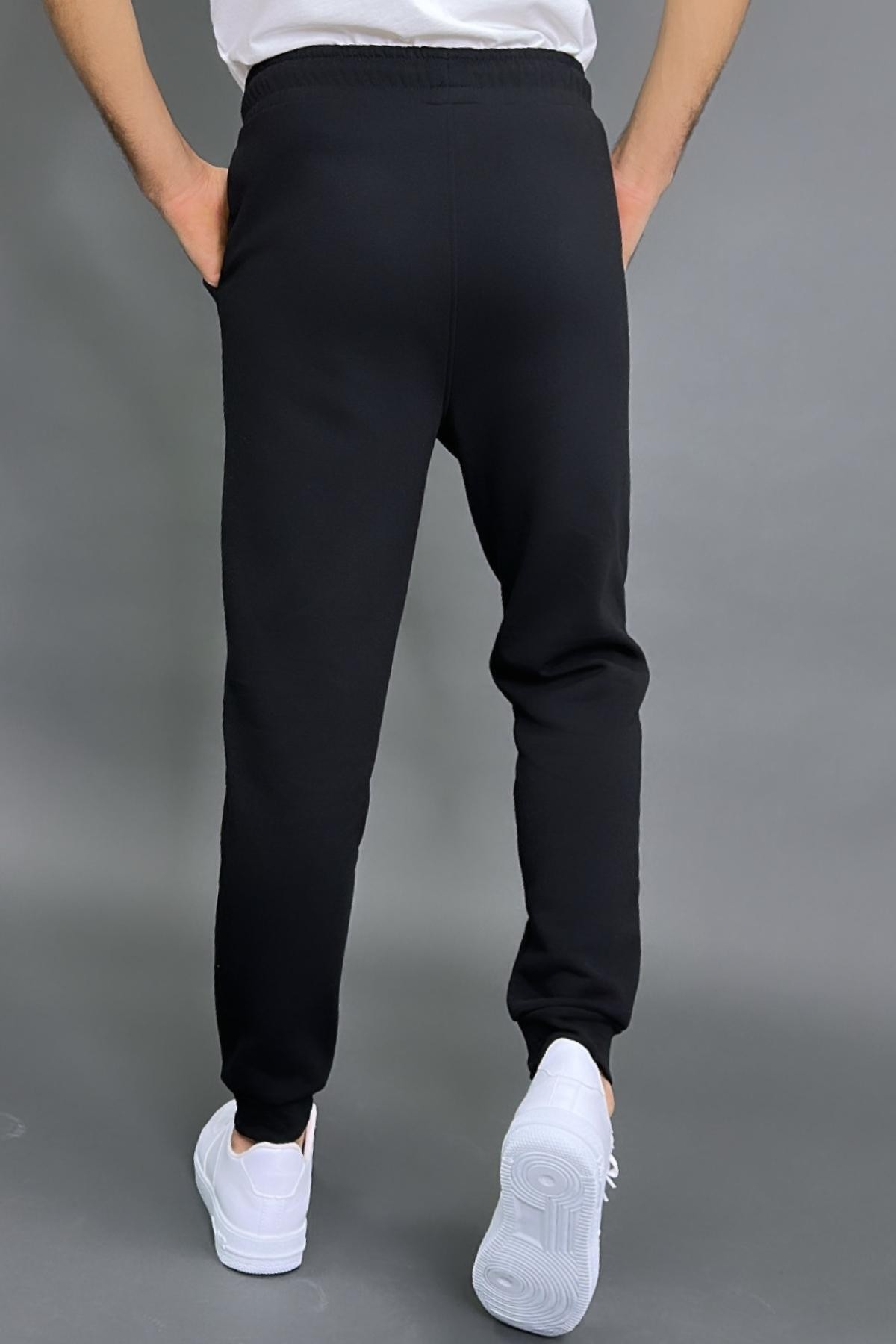 Black Comfortable Molded Basic Men's Tracksuit Bottoms