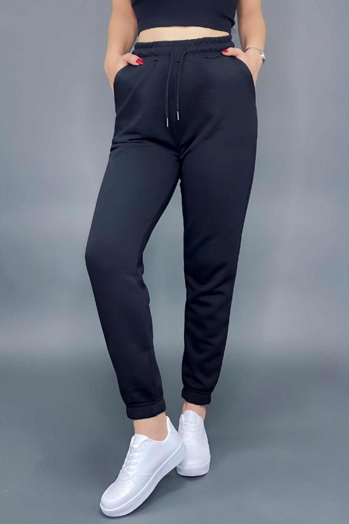 Women's Regular Fit Black Tracksuit