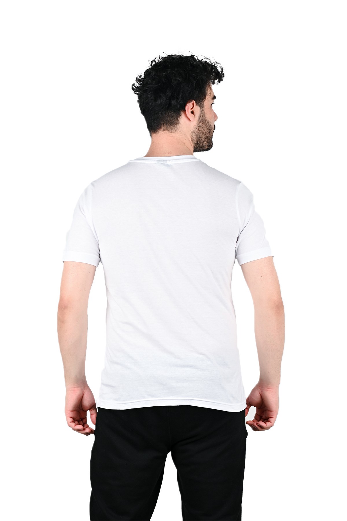 Siyah-Beyaz-Kırmızı Erkek Regular Fit 3'lü Pamuk T-shirt