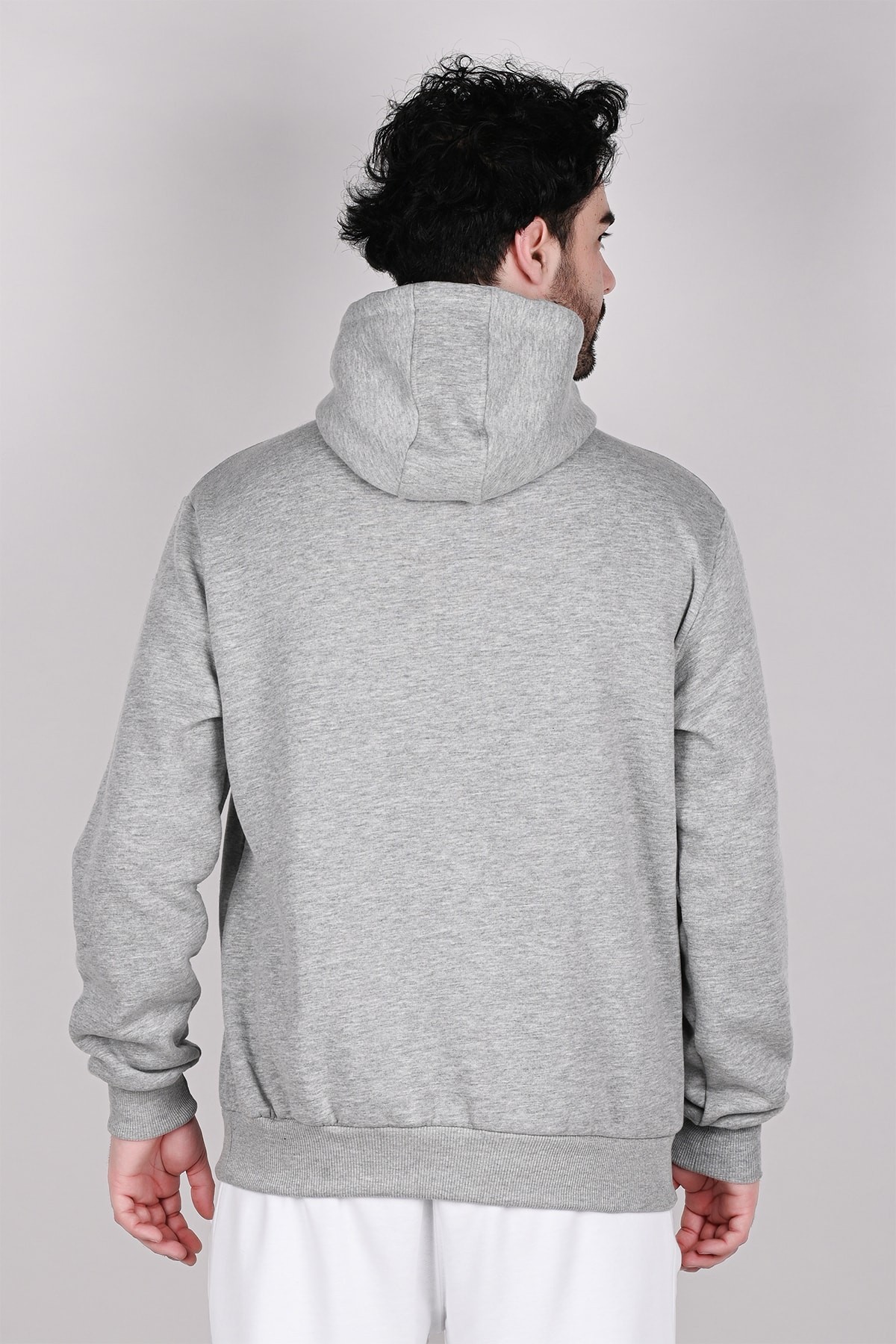 Grey Hooded Printed Men's Sweatshirt