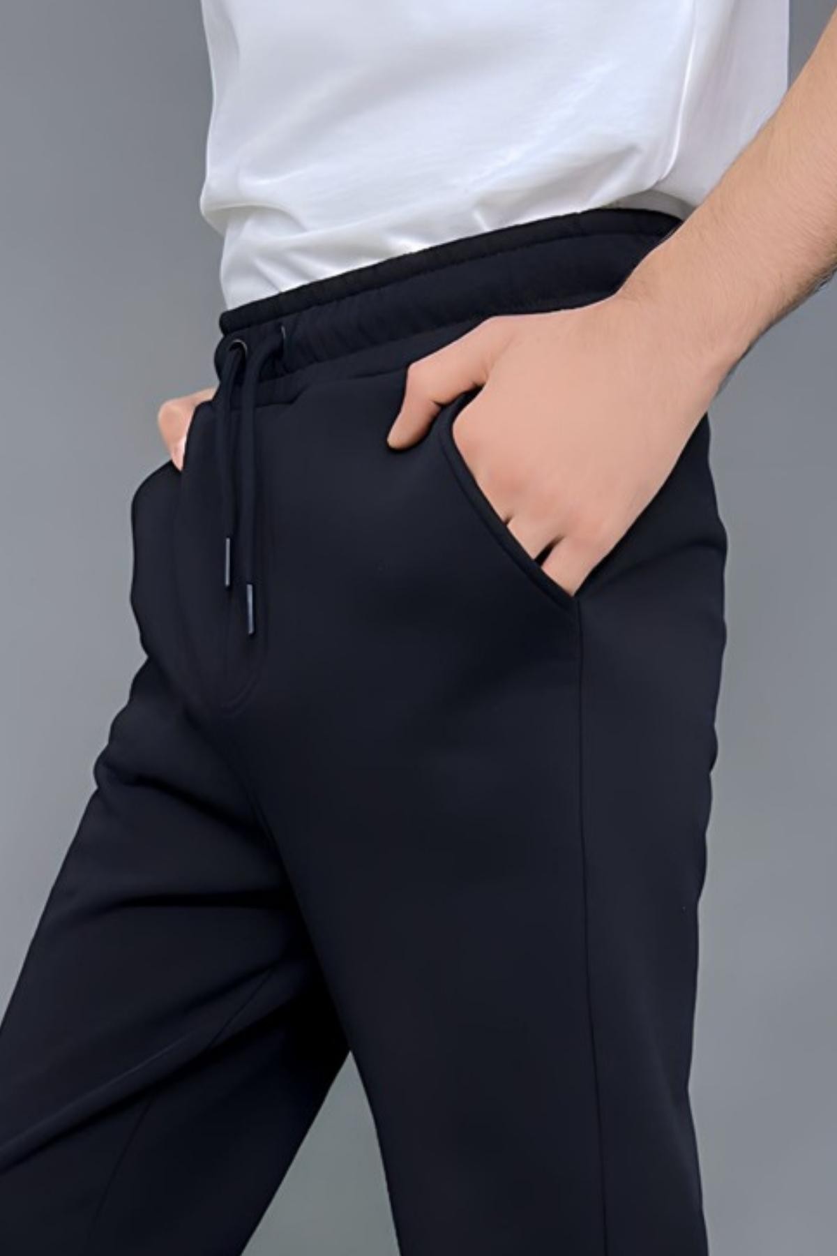 Black Comfortable Molded Basic Men's Tracksuit Bottoms