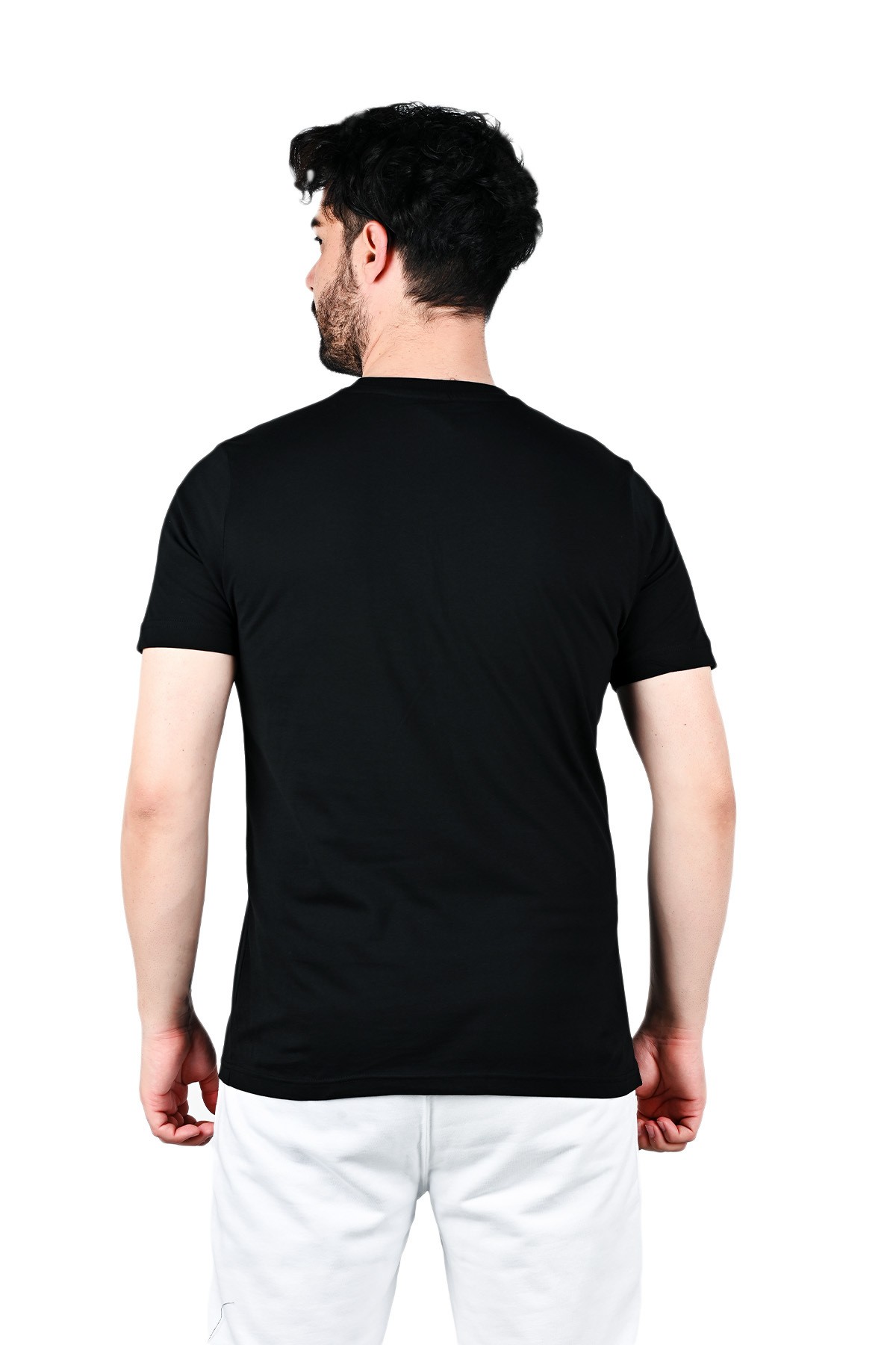 Siyah-Beyaz-Kırmızı Erkek Regular Fit 3'lü Pamuk T-shirt