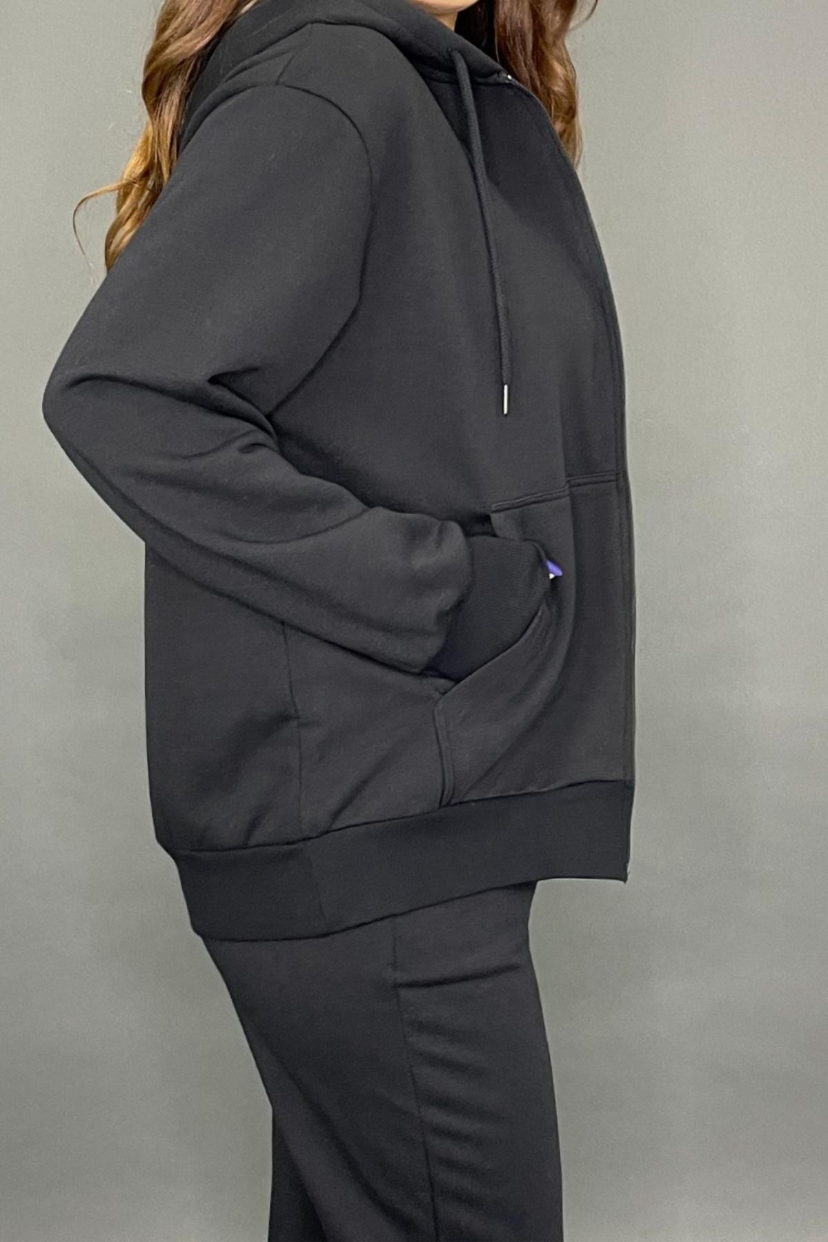 Women's Regular Fit Black Tracksuit