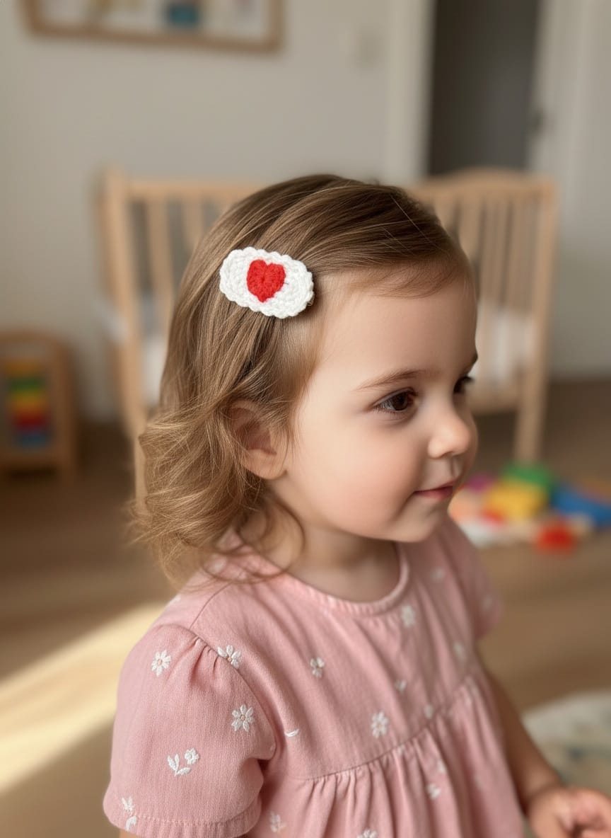 El Örgüsü Kalp Figürlü Çıtçıt Toka Tekli