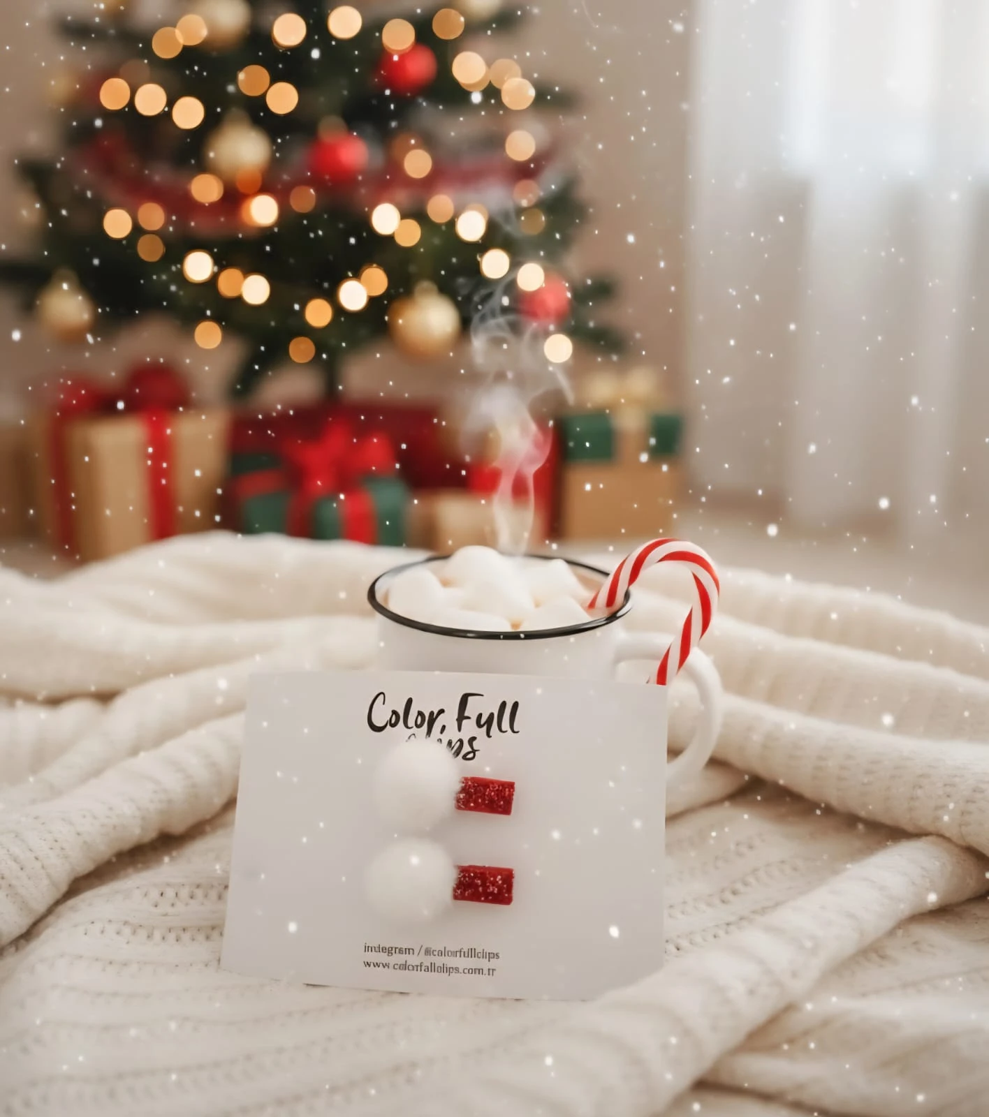 Ekru Ponponlu Yılbaşı Klips Toka İkili