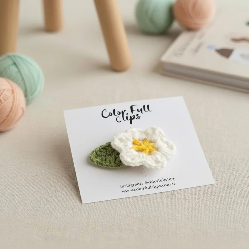 El Örgüsü Yapraklı Az Saçlı Bebek Tokası 