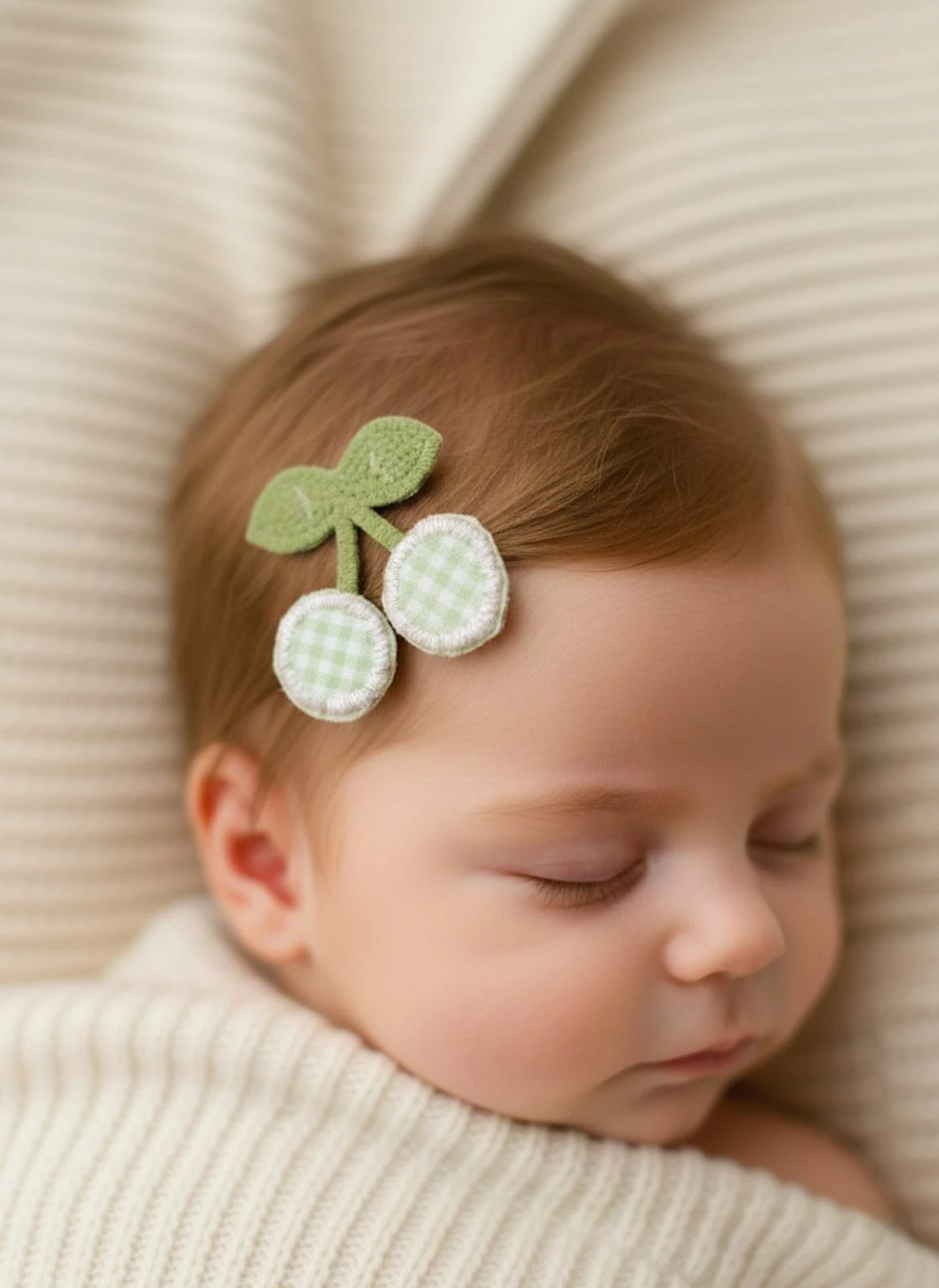 Kiraz Pötikare Desenli Az Saçlı Bebek Tokası