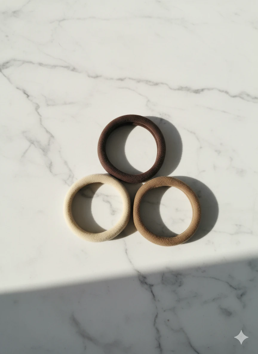 Kahverengi Tonlarında Büyük Lastik Toka Seti (3’lü)