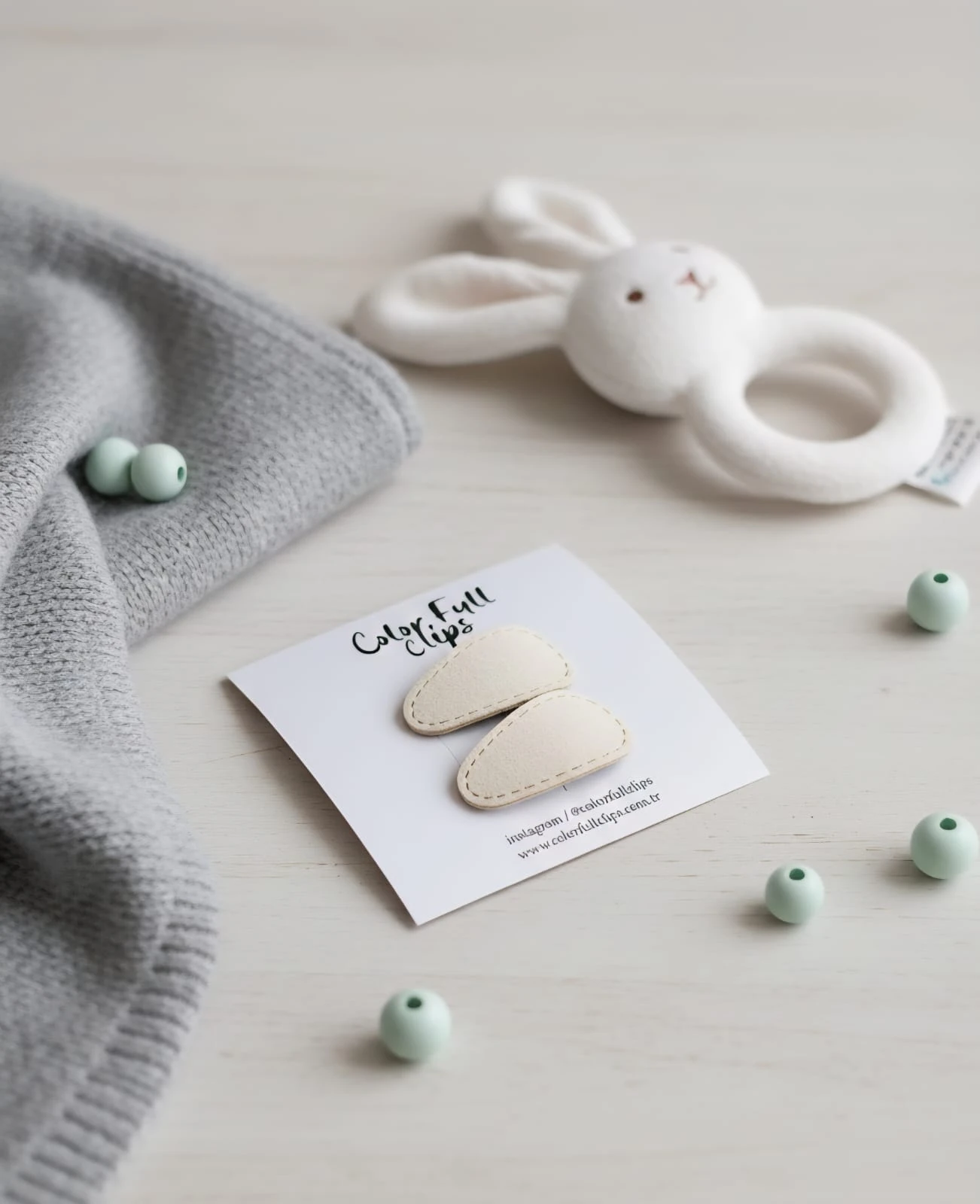 Deri 3.5 cm Krem Çıtçıt Toka İkili