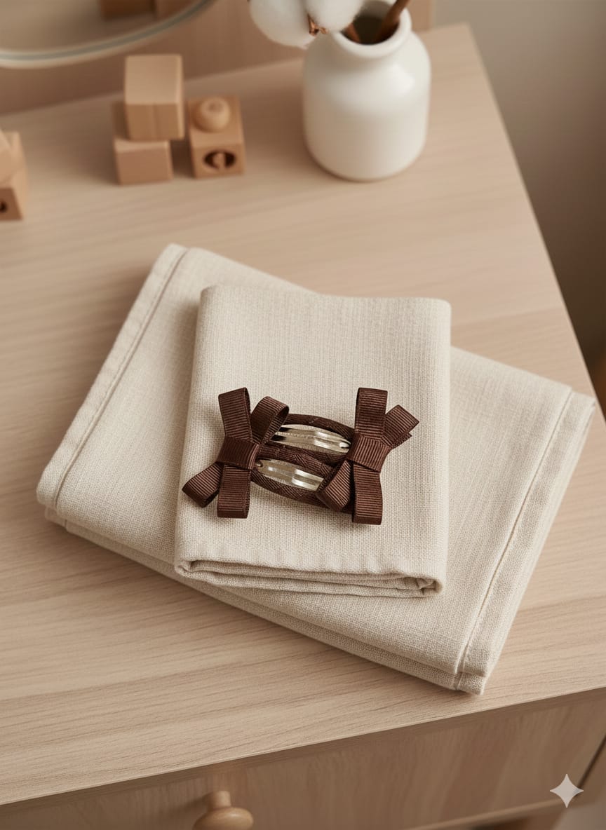 Kurdele Fiyonk Çıtçıt Toka İkili - kahverengi