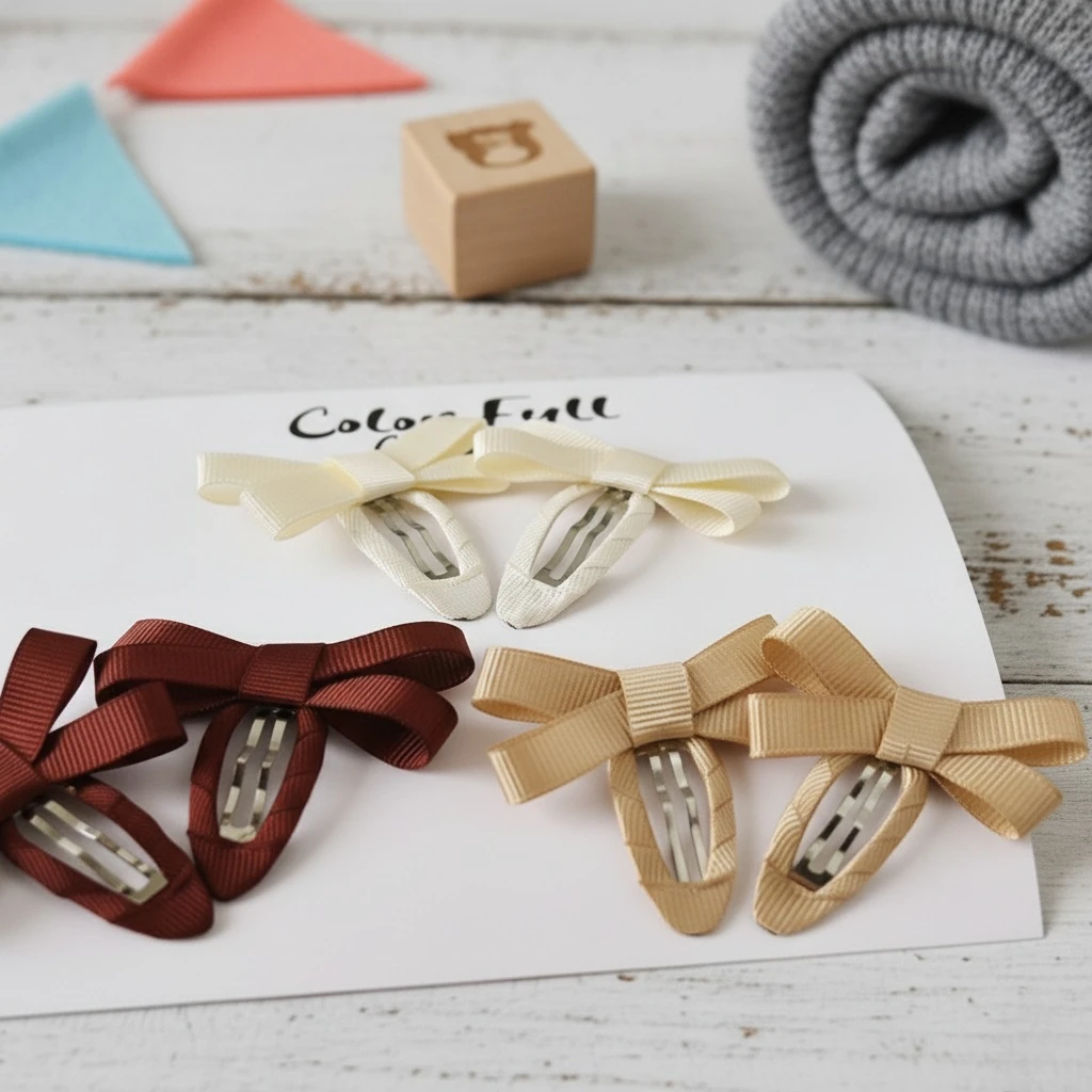 Toprak Tonları Renkli 6'lı  Fiyonklu  Çıtçıt Toka Set