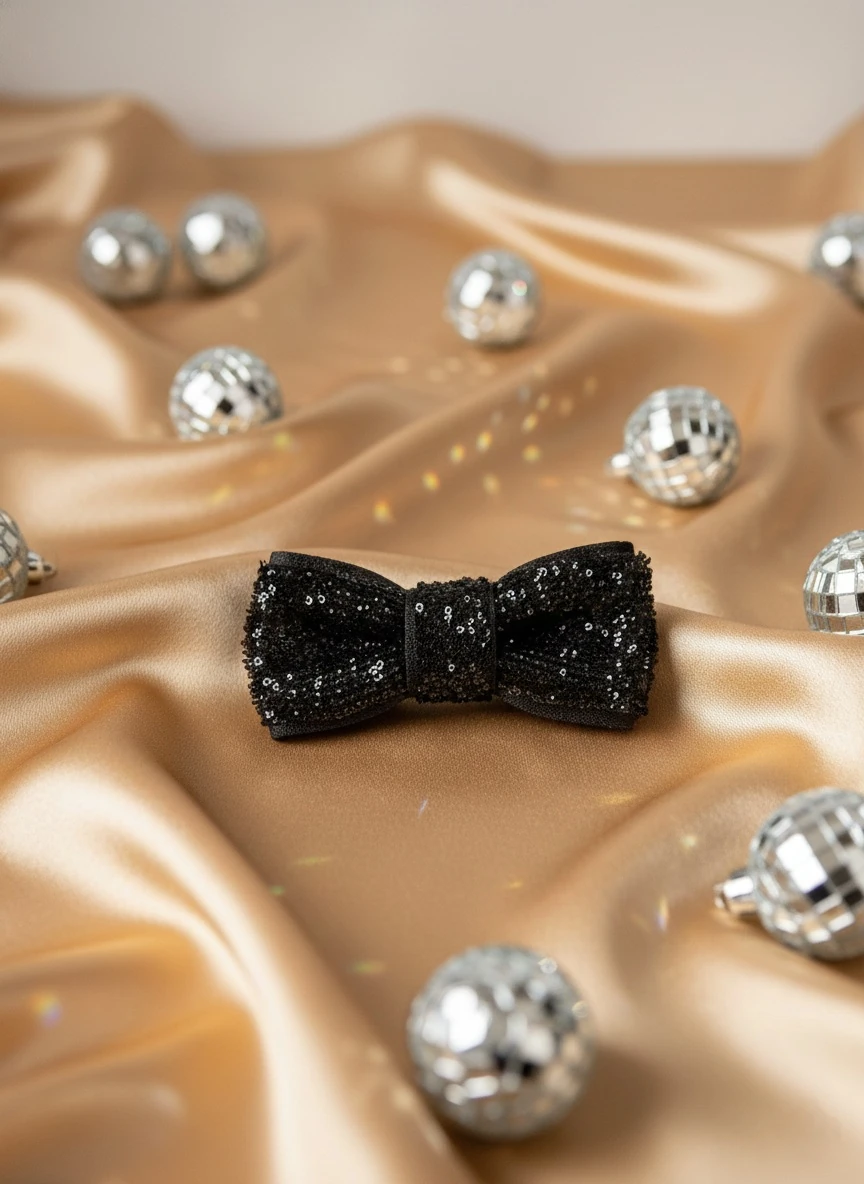 Simli Siyah Fiyonk Kurdele Az Saçlı Bebek Tokası