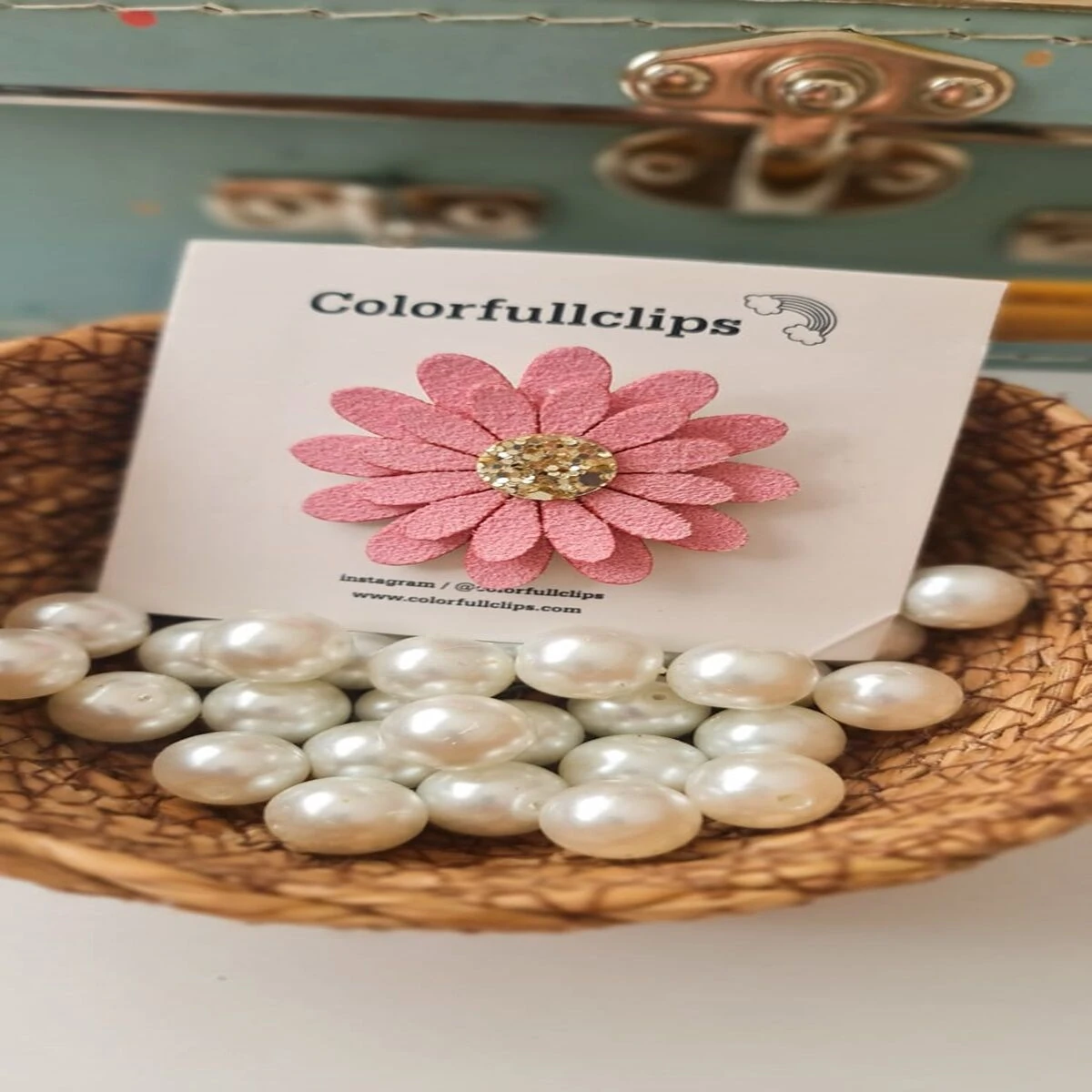 İki Katlı Papatya Az Saçlı Bebek Tokası Pembe