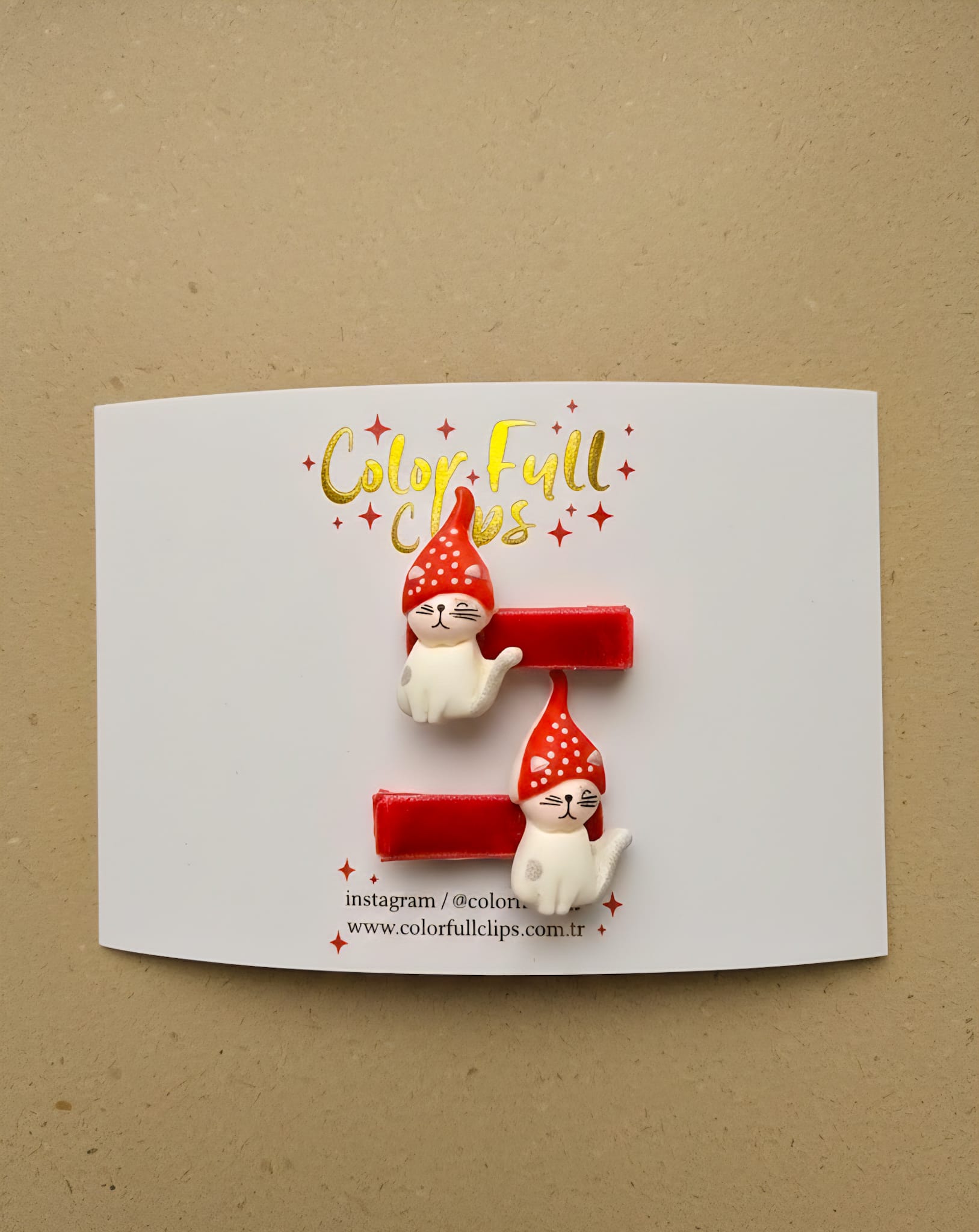 Yılbaşı Kedi Objeli 3.5 cm Klips Toka İkili
