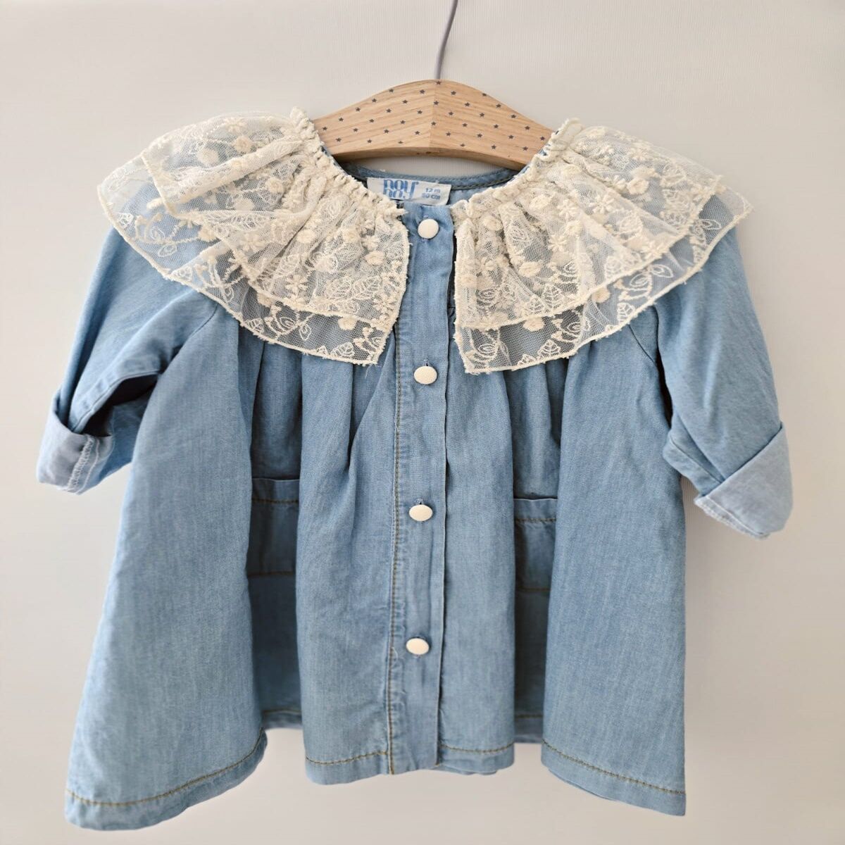 Kot Dantel Yakalı Kız Cocuk Elbise