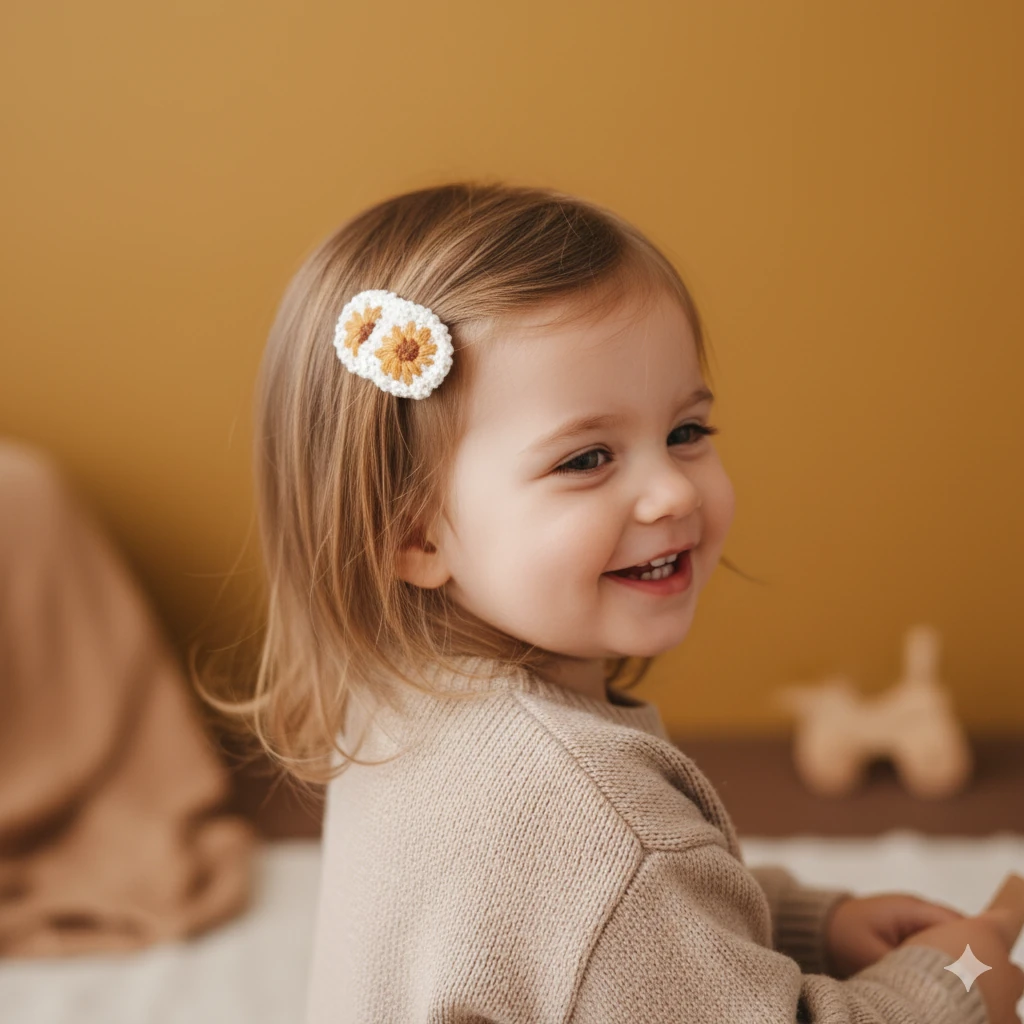 Ayçiçeği Desenli El Örgüsü Çıtçıt Toka Adet