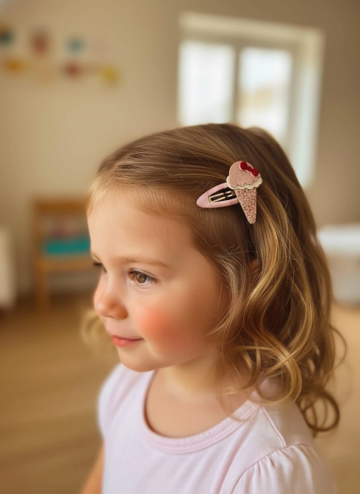 Glitter Fiyonklu Dondurma Çıtçıt Toka Tekli