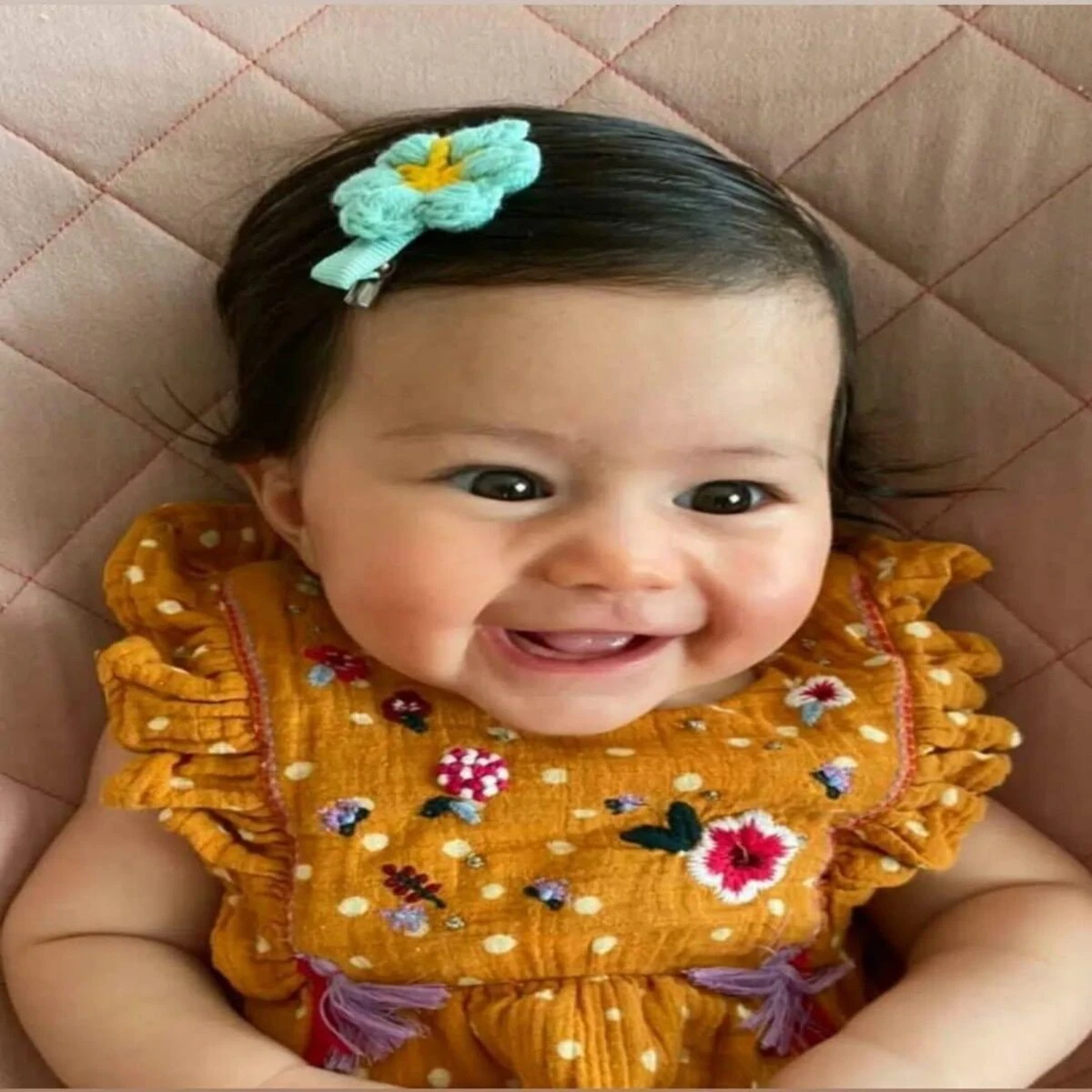 Turkuaz Daisy Örgü Klips Toka Çift