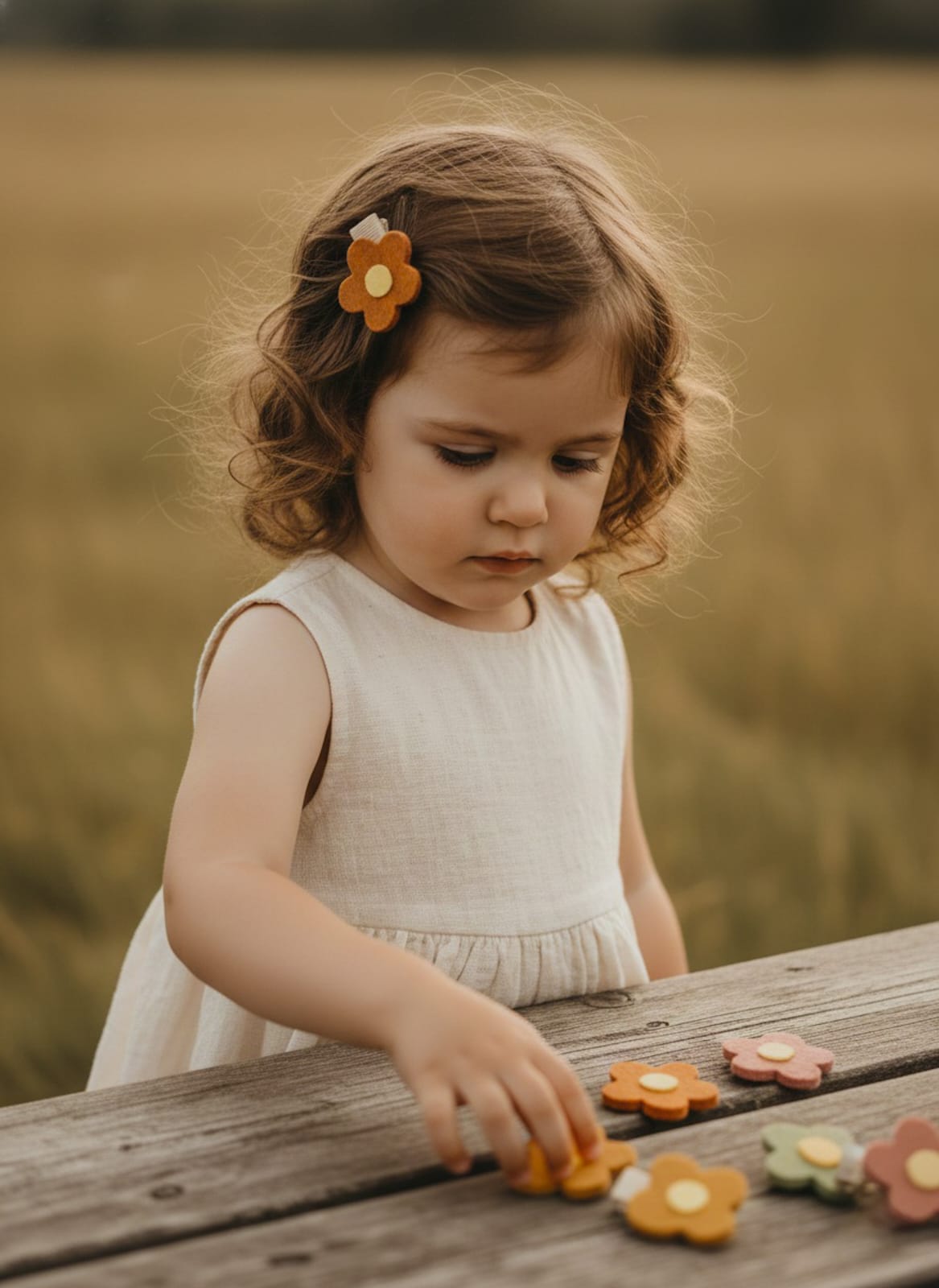 Turuncu Asimetrik Papatya 3.5 cm Klips Toka 2 'li